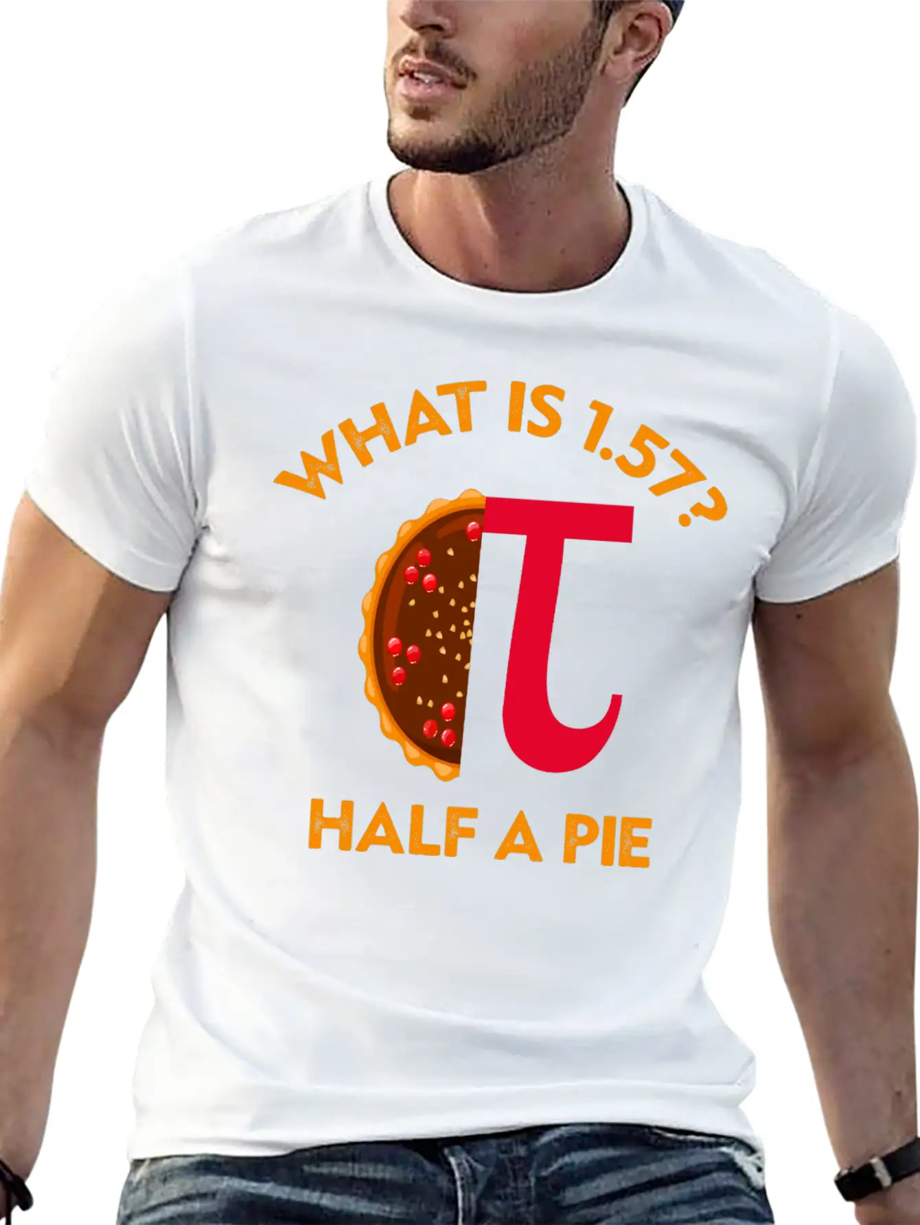 What Is 1. 57? Half A Pie Circle Number Unisex Short Sleeve Soft Cotton T-Shirt – Casual Everyday Wear
