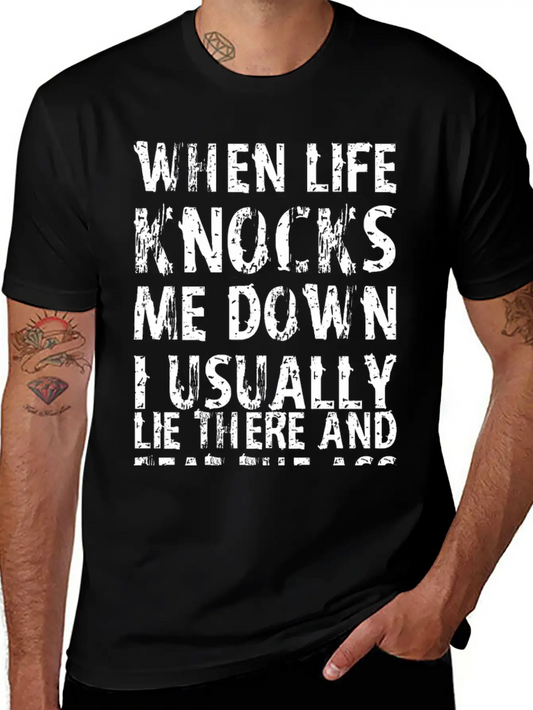 When Life Knocks Me Down I Lie And Beat The Ash Timeless Short Sleeve Tee – Comfy And Minimalist Design