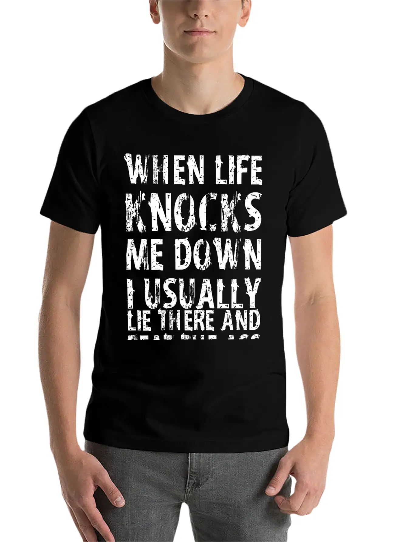 When Life Knocks Me Down I Lie And Beat The Ash Timeless Short Sleeve Tee – Comfy And Minimalist Design