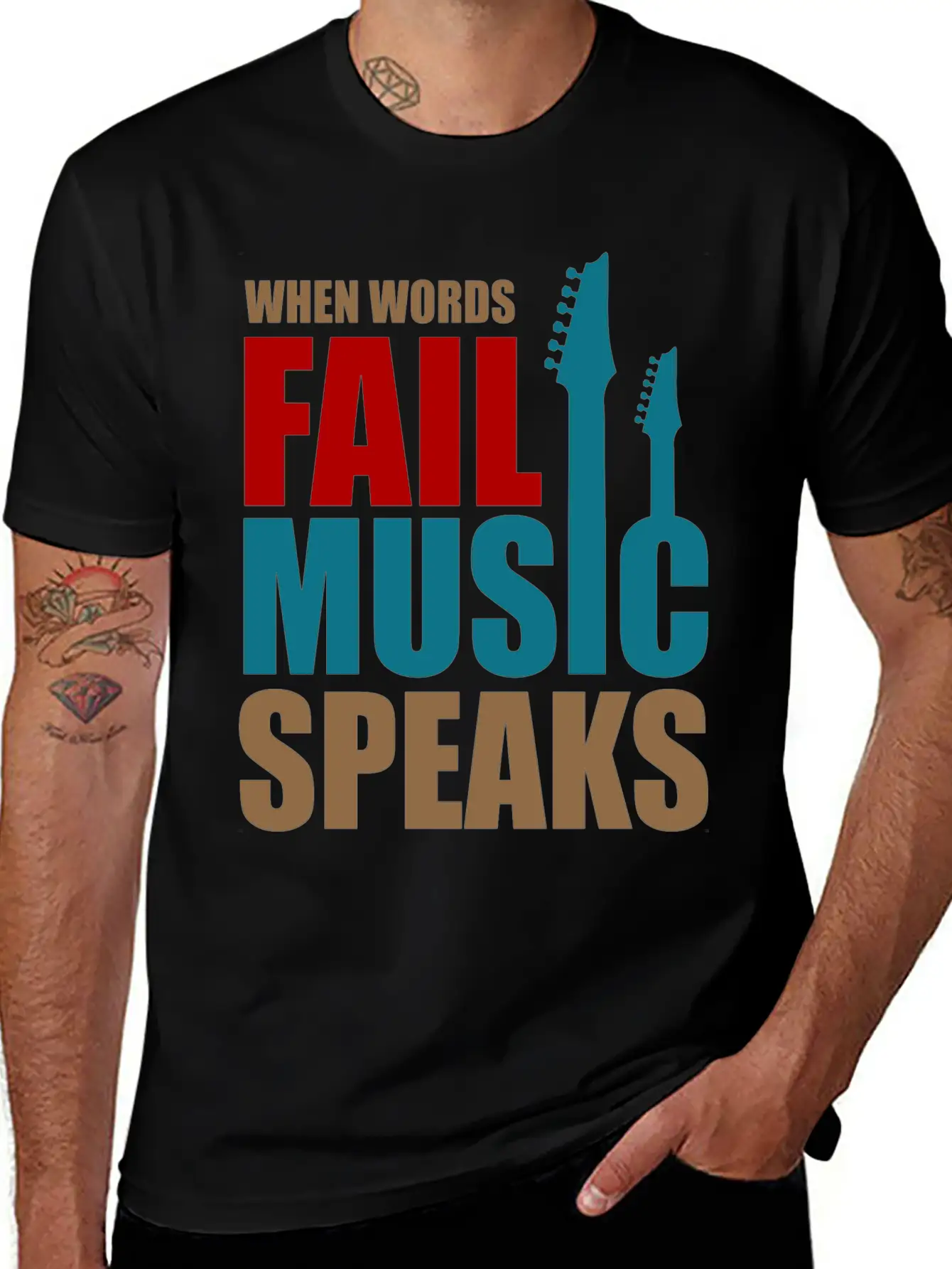 When Words Fail Music Speaks Stylish Everyday T-Shirt – Unisex Basic Cotton Tee