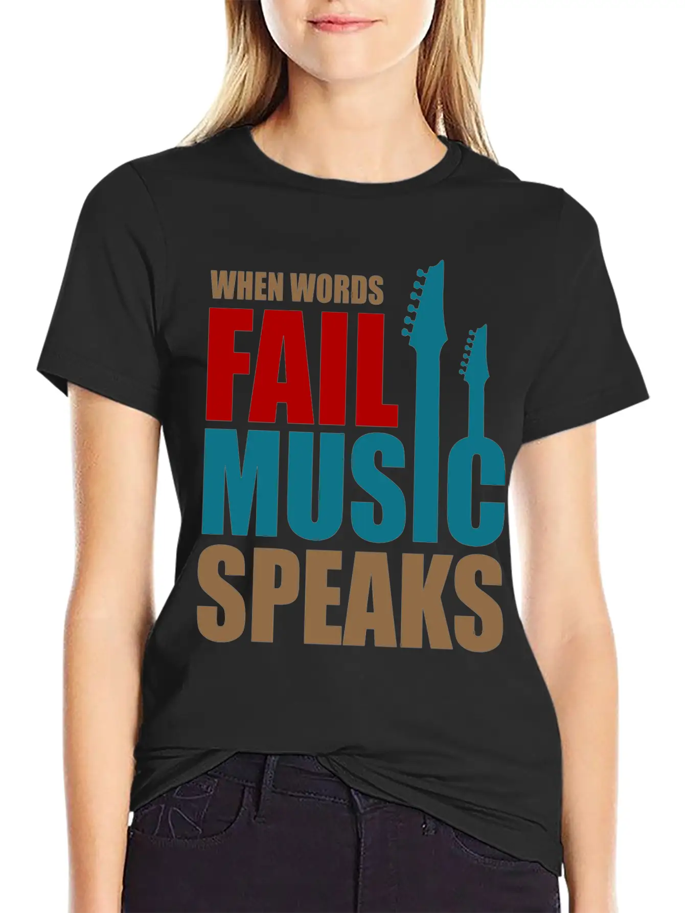 When Words Fail Music Speaks Stylish Everyday T-Shirt – Unisex Basic Cotton Tee