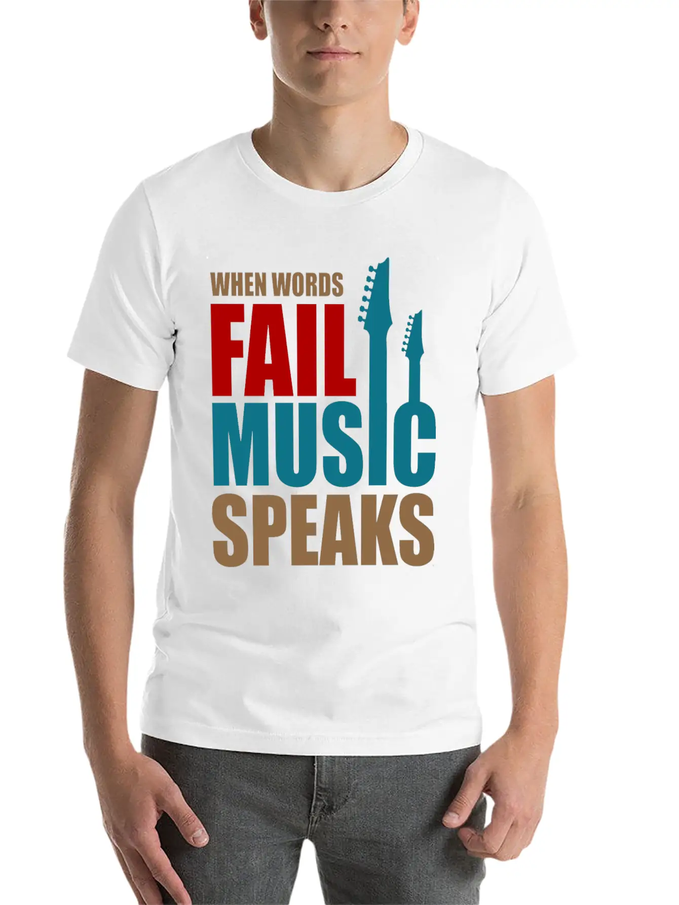 When Words Fail Music Speaks Stylish Everyday T-Shirt – Unisex Basic Cotton Tee