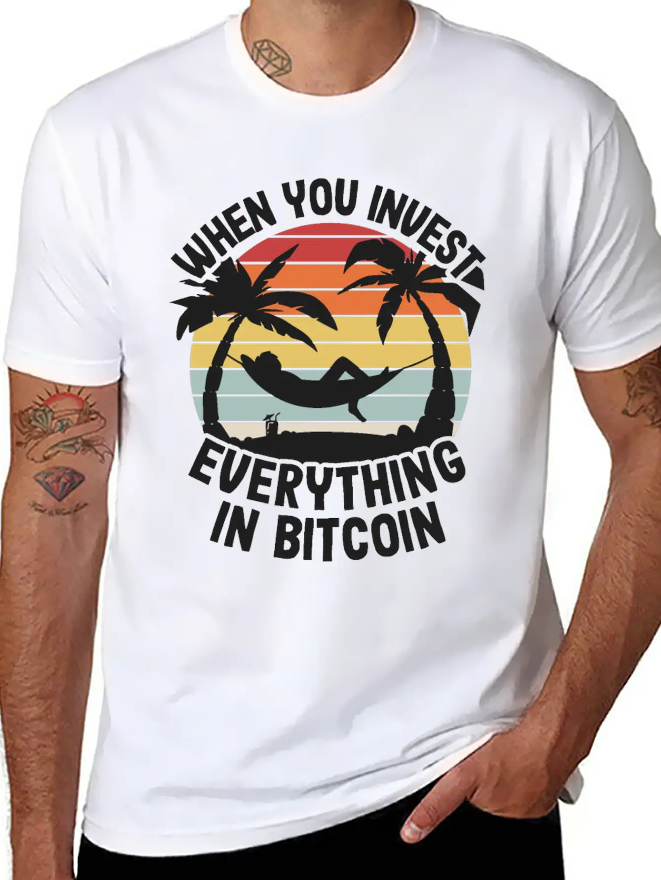 When You Invest Everything In Bitcoin Funny BTC Unisex Short Sleeve Soft Cotton T-Shirt – Casual Everyday Wear