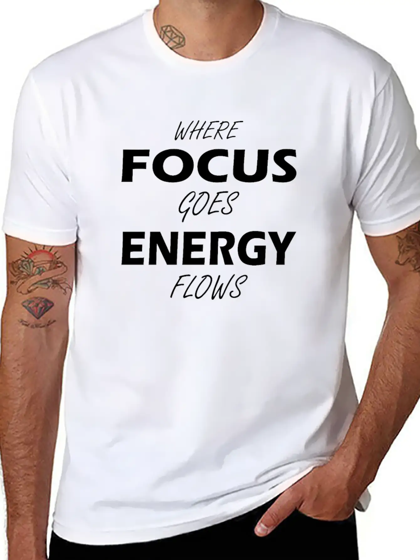 Where Focus Goes Energy Flows Essential Unisex Summer Tee – Soft Cotton Casual Fit