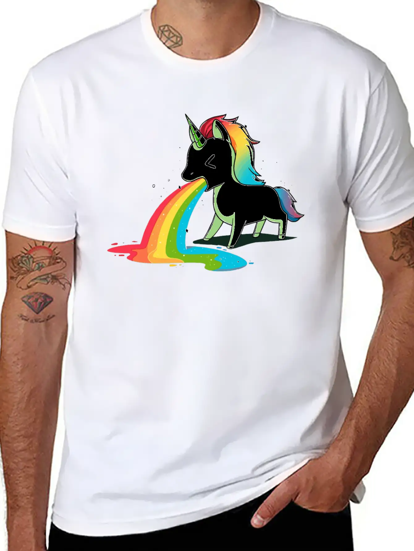 Where Rainbows Come From Green Basic Graphic T-Shirt – Daily Comfort In Soft Cotton