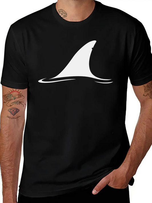 White Shark Fin Comfortable Minimalist Graphic Tee – Summer Style Essential