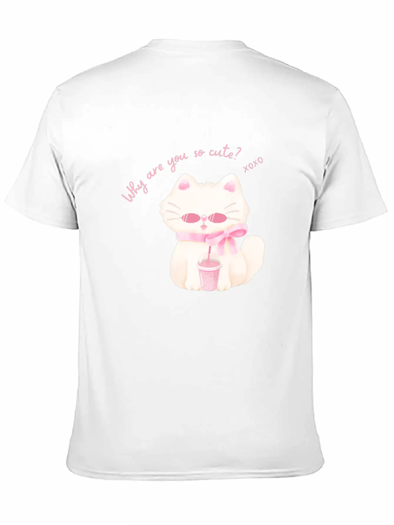 Why Are You So Cute Cat - Adorable Pink Vibe Kitty Timeless Short Sleeve Tee – Comfy And Minimalist Design