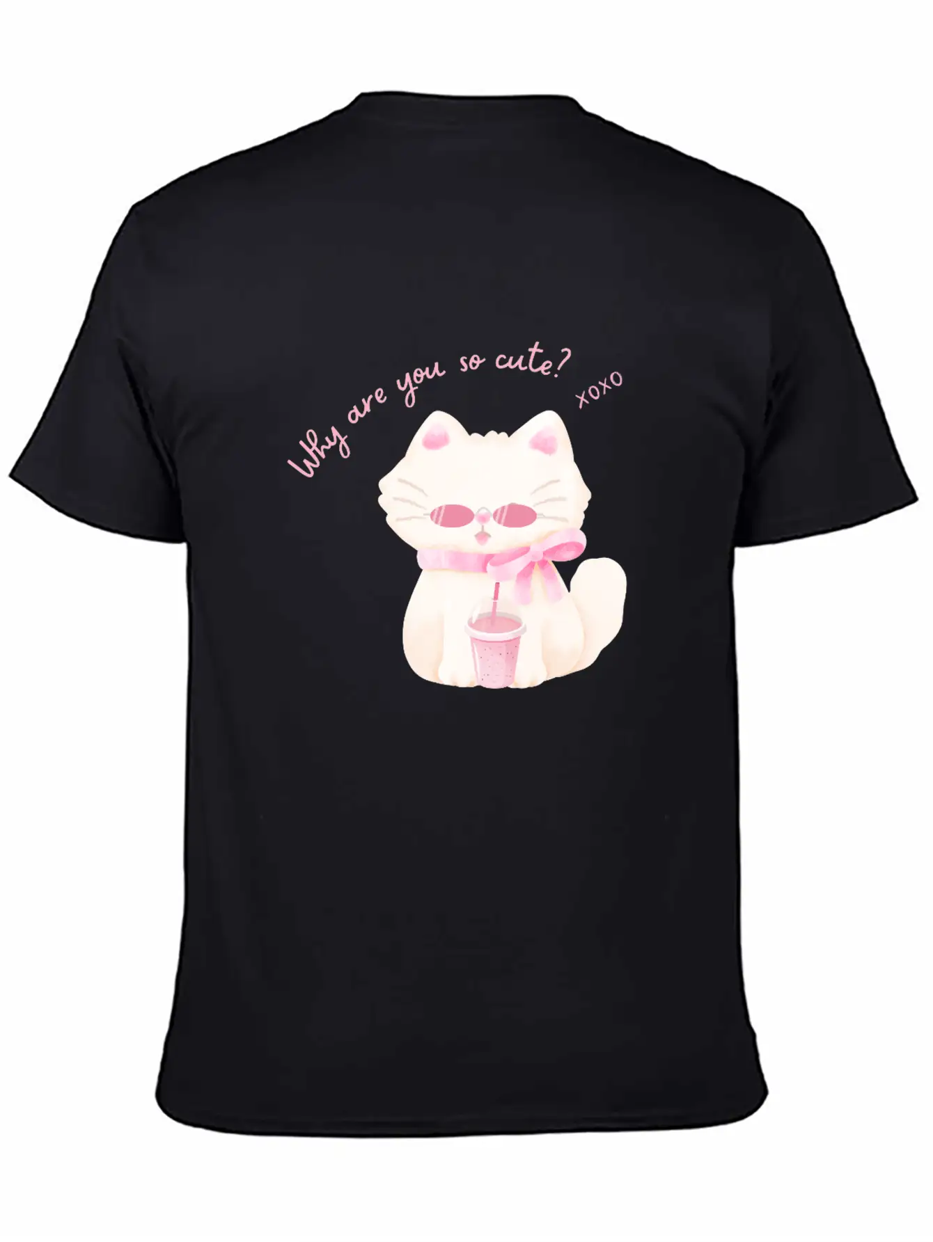Why Are You So Cute Cat - Adorable Pink Vibe Kitty Timeless Short Sleeve Tee – Comfy And Minimalist Design