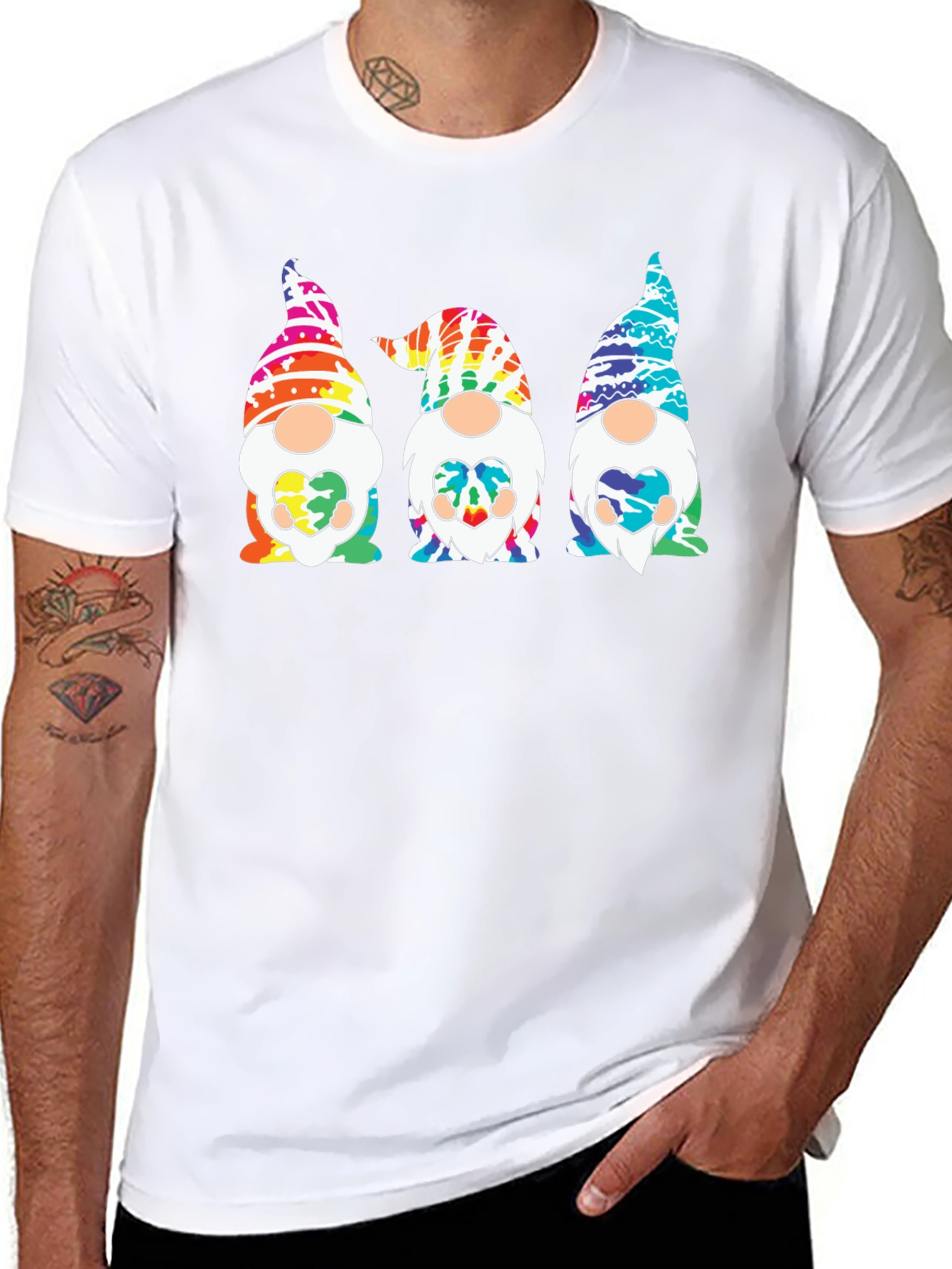 Tie-Dye Gnome Graphic Tee - Unisex Black T-Shirt