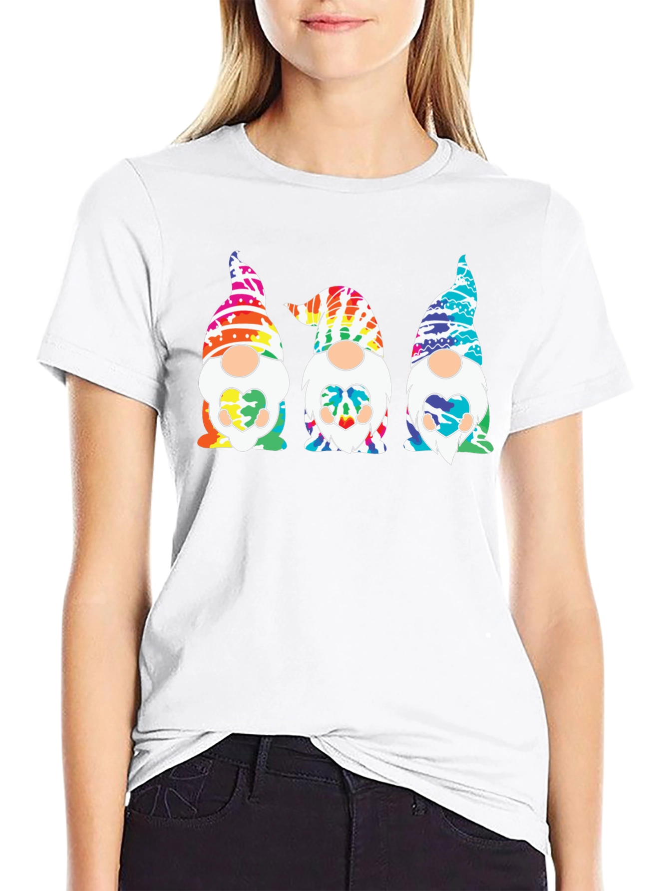 Tie-Dye Gnome Graphic Tee - Unisex Black T-Shirt