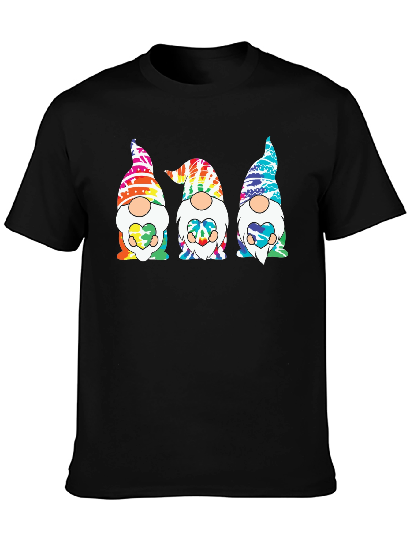 Tie-Dye Gnome Graphic Tee - Unisex Black T-Shirt