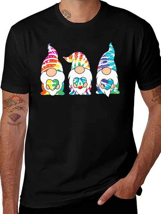 Tie-Dye Gnome Graphic Tee - Unisex Black T-Shirt