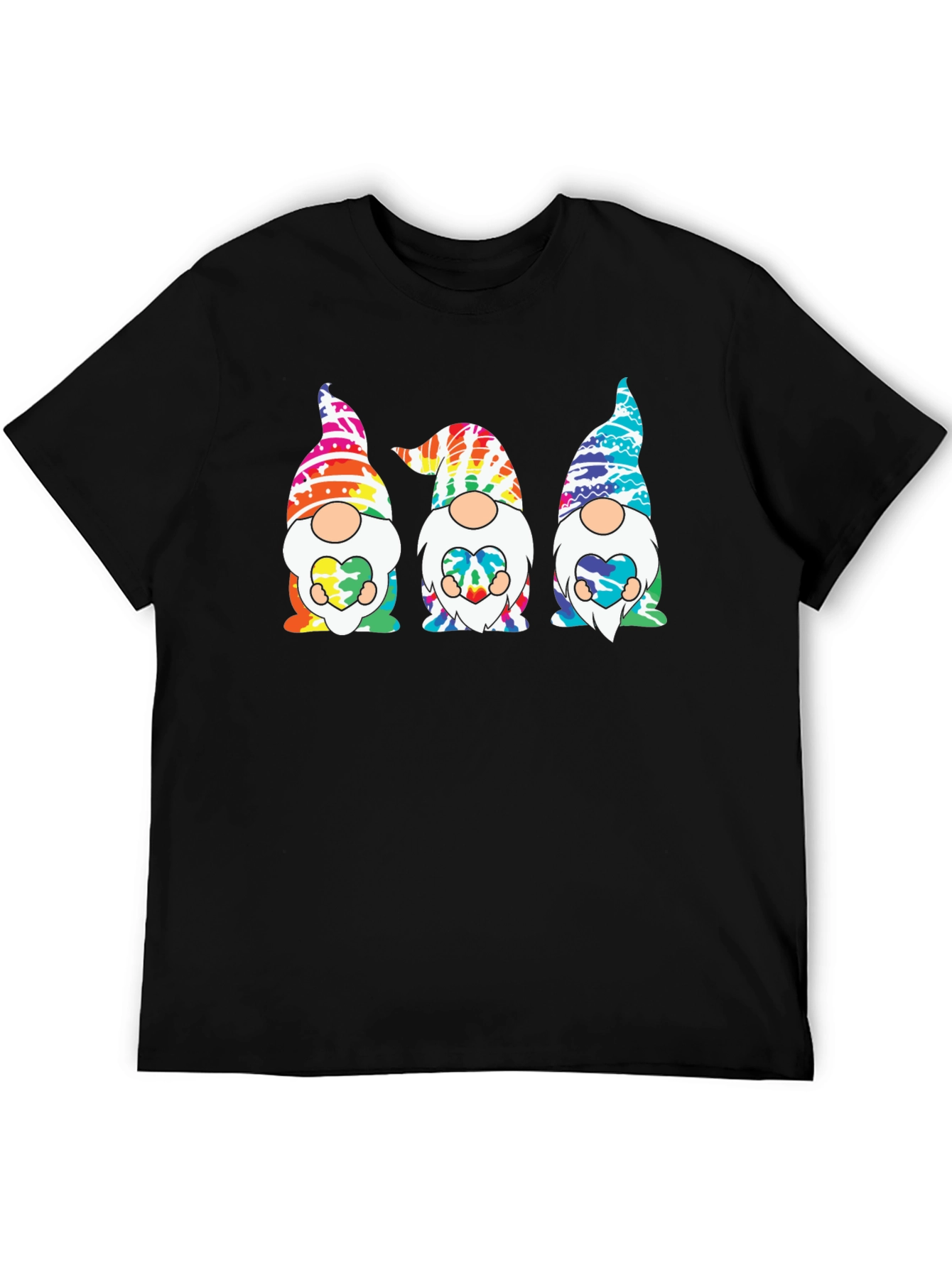 Tie-Dye Gnome Graphic Tee - Unisex Black T-Shirt
