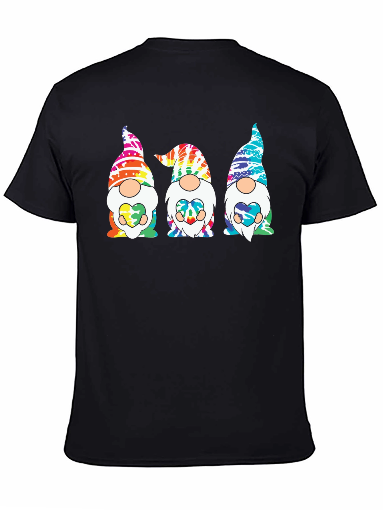 Tie-Dye Gnome Graphic Tee - Unisex Black T-Shirt