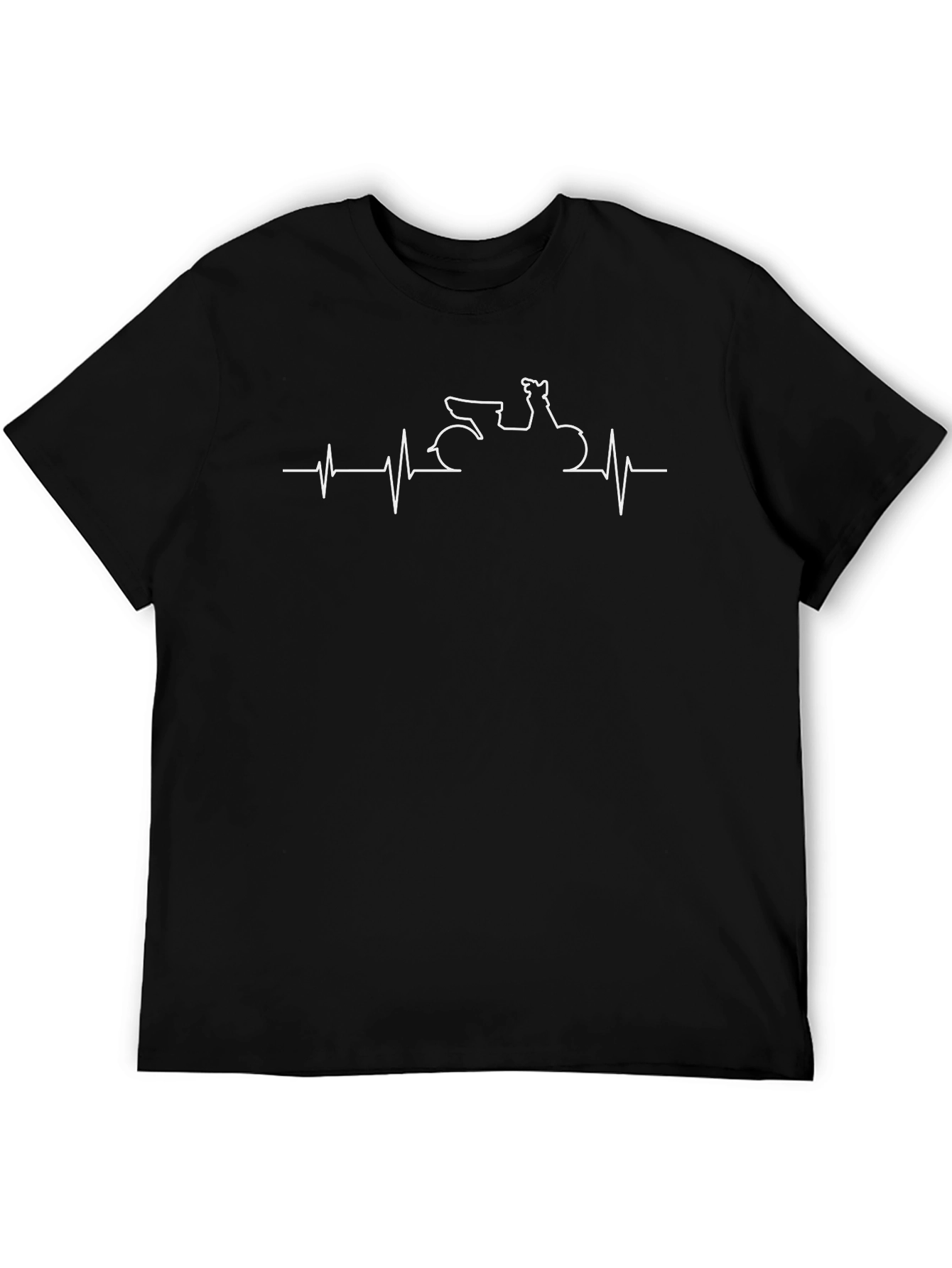 Motorcycle Heartbeat Graphic Tee - Black