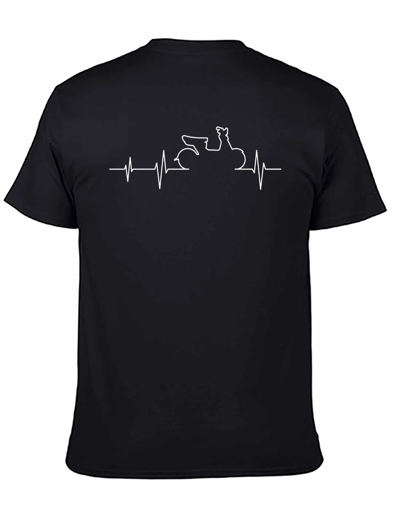 Motorcycle Heartbeat Graphic Tee - Black