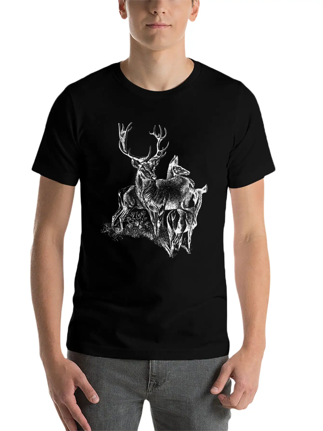 Wild Deer Unisex Short Sleeve Soft Cotton T-Shirt – Casual Everyday Wear