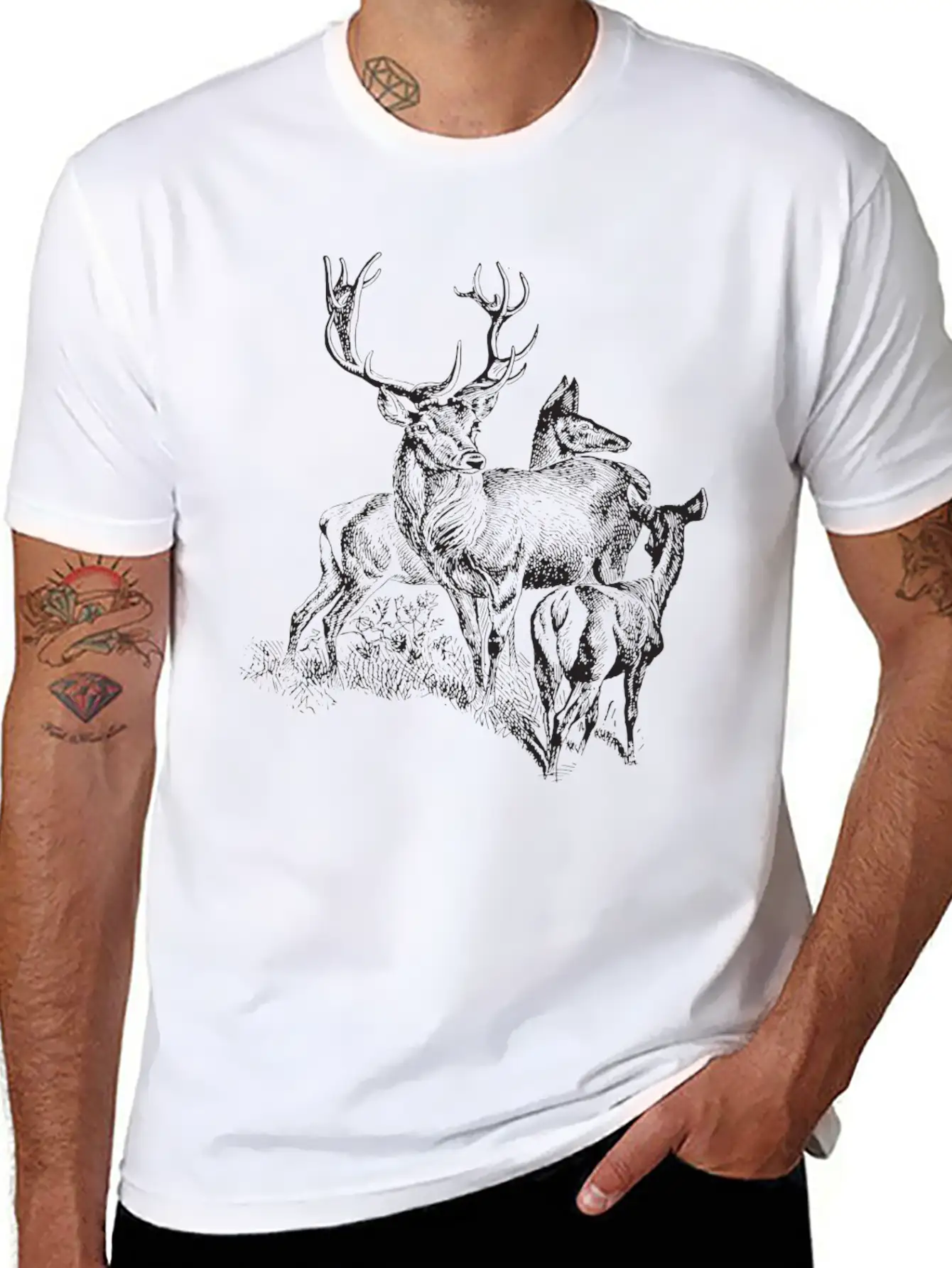 Wild Deer Unisex Short Sleeve Soft Cotton T-Shirt – Casual Everyday Wear