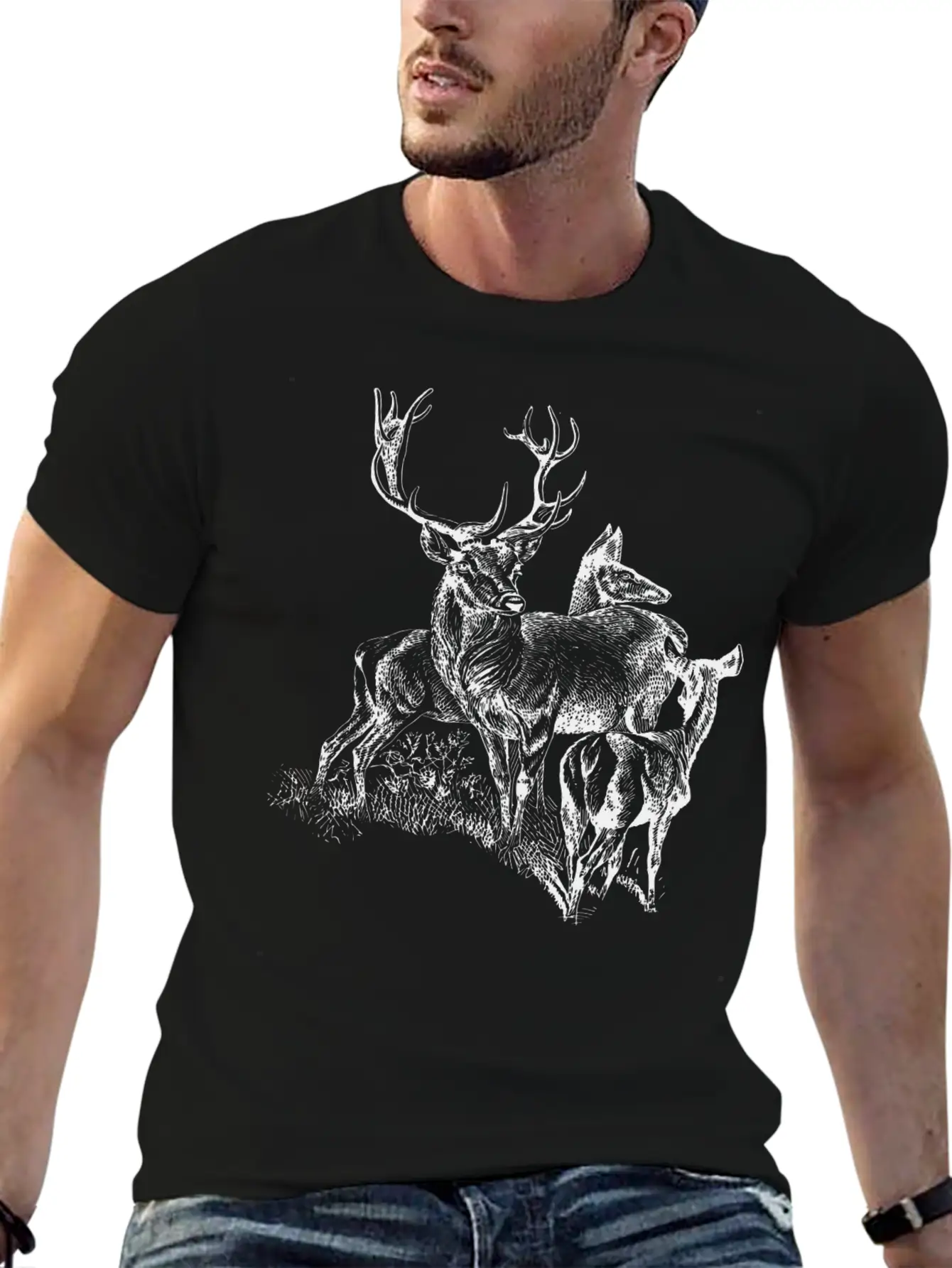 Wild Deer Unisex Short Sleeve Soft Cotton T-Shirt – Casual Everyday Wear