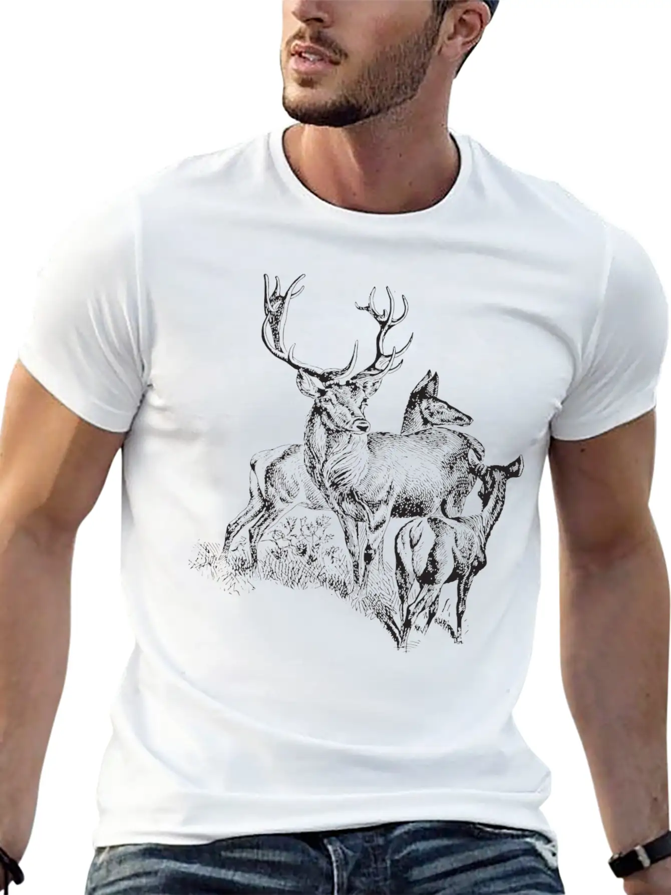 Wild Deer Unisex Short Sleeve Soft Cotton T-Shirt – Casual Everyday Wear