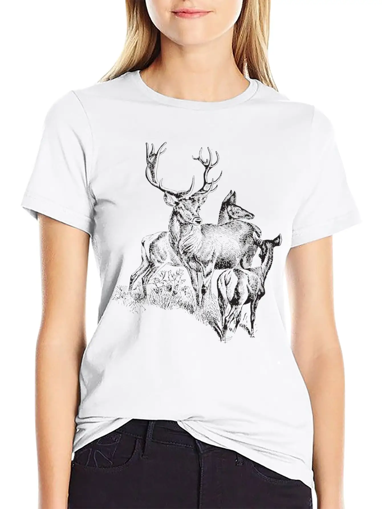 Wild Deer Unisex Short Sleeve Soft Cotton T-Shirt – Casual Everyday Wear