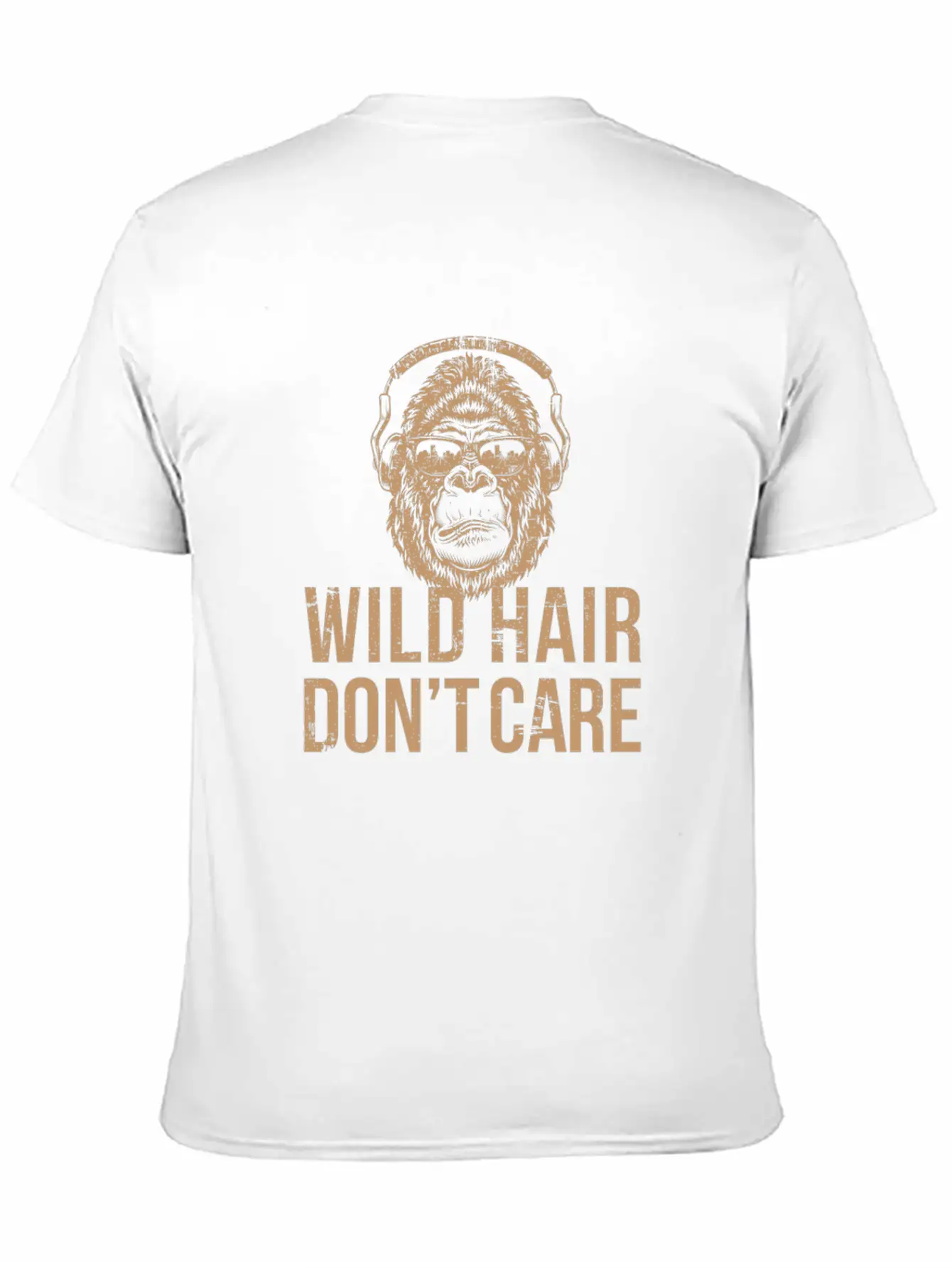 Wild Hair Don't Care Distressed Gorilla Design For Ape Lovers Stylish Everyday T-Shirt – Unisex Basic Cotton Tee