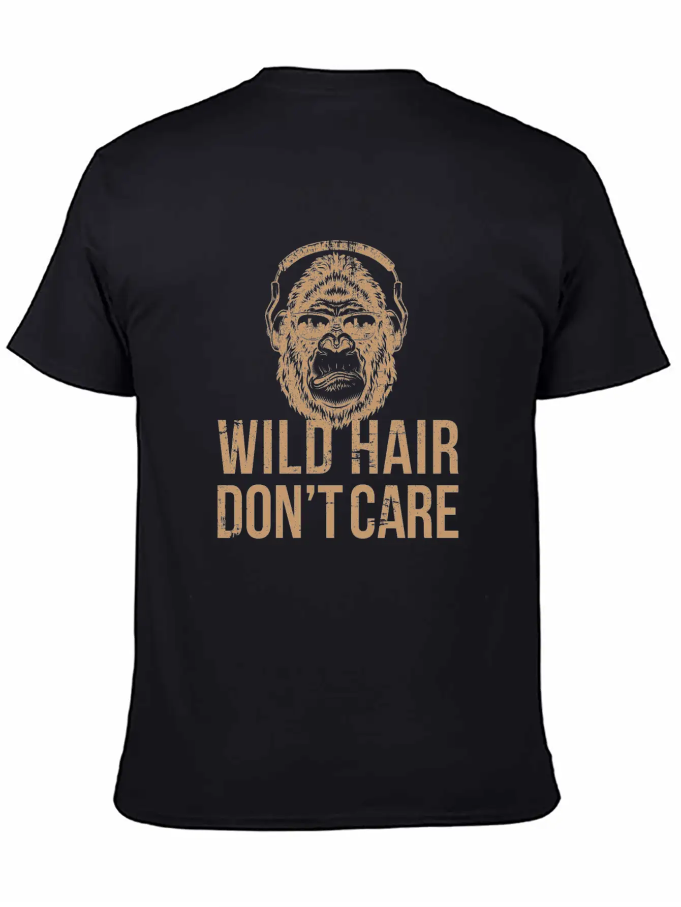 Wild Hair Don't Care Distressed Gorilla Design For Ape Lovers Stylish Everyday T-Shirt – Unisex Basic Cotton Tee