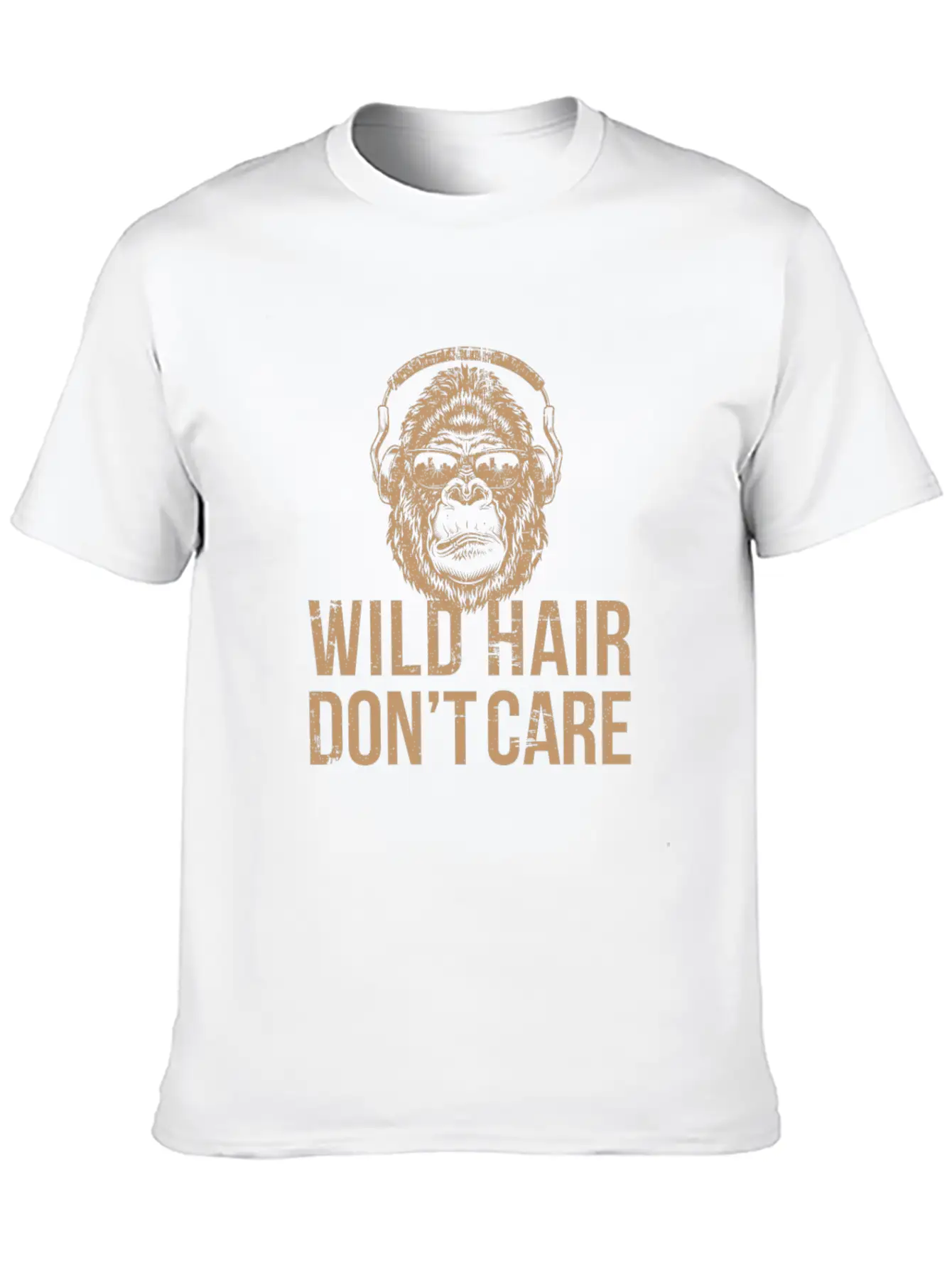 Wild Hair Don't Care Distressed Gorilla Design For Ape Lovers Stylish Everyday T-Shirt – Unisex Basic Cotton Tee