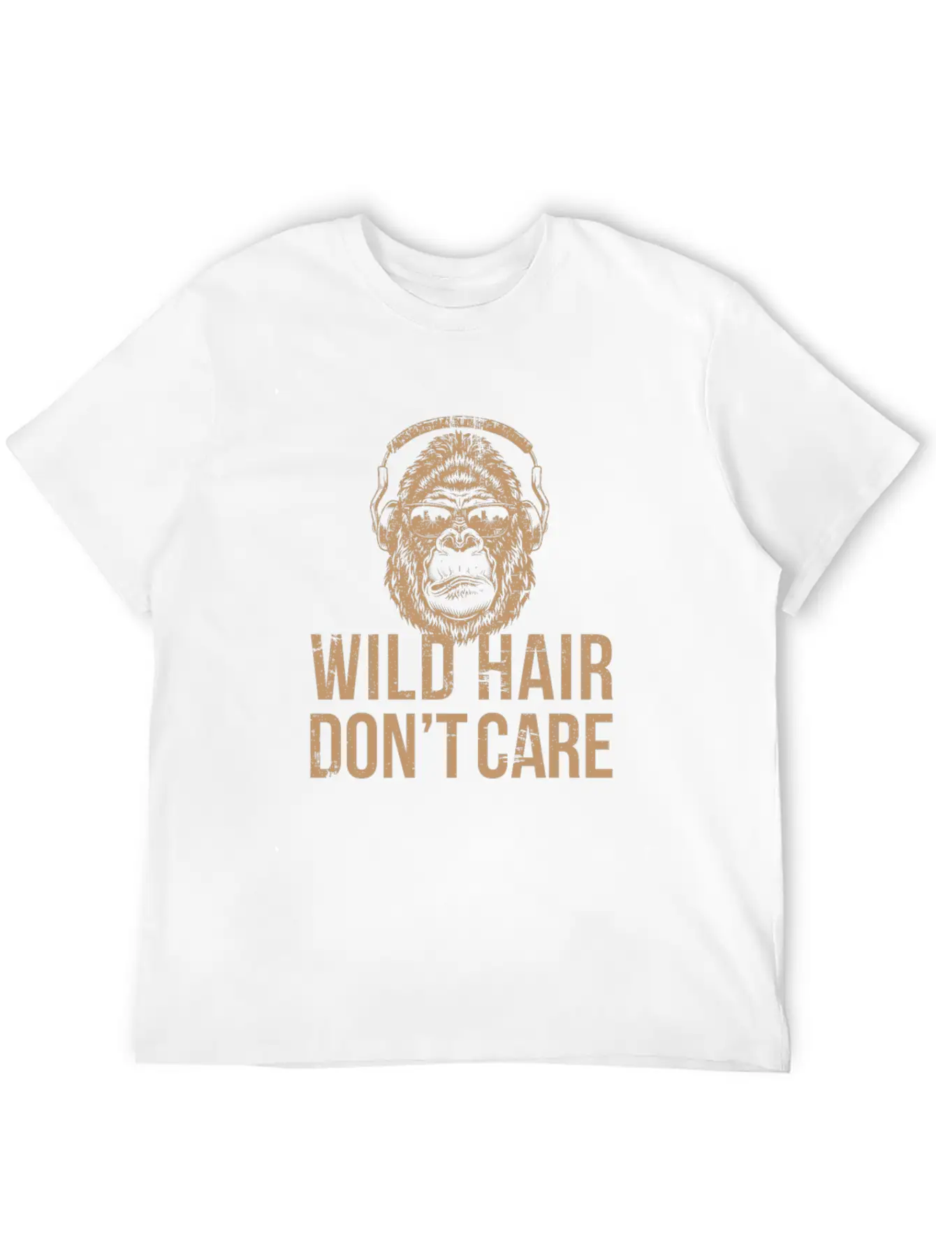 Wild Hair Don't Care Distressed Gorilla Design For Ape Lovers Stylish Everyday T-Shirt – Unisex Basic Cotton Tee