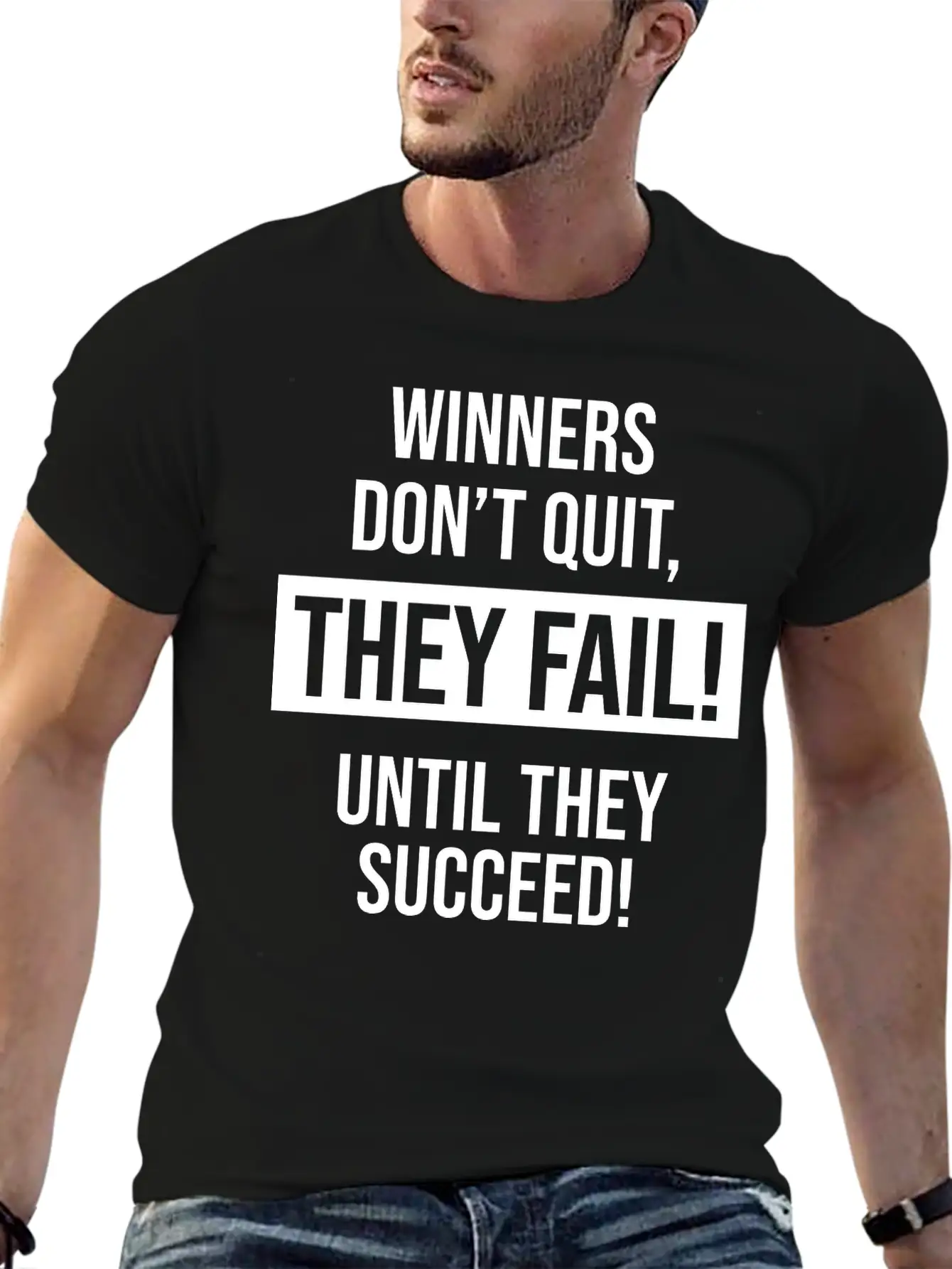 Winners Don't Quit, They Fail! Until They Succeed! Comfortable Minimalist Graphic Tee – Summer Style Essential