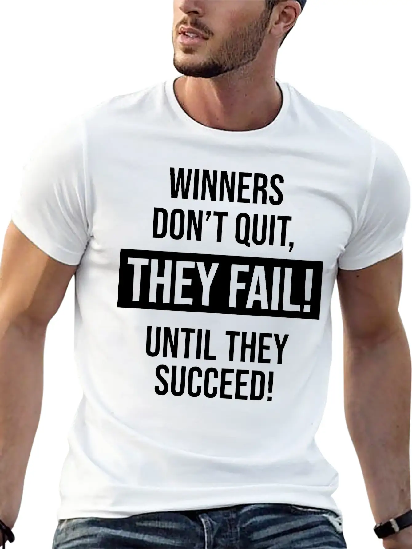 Winners Don't Quit, They Fail! Until They Succeed! Comfortable Minimalist Graphic Tee – Summer Style Essential