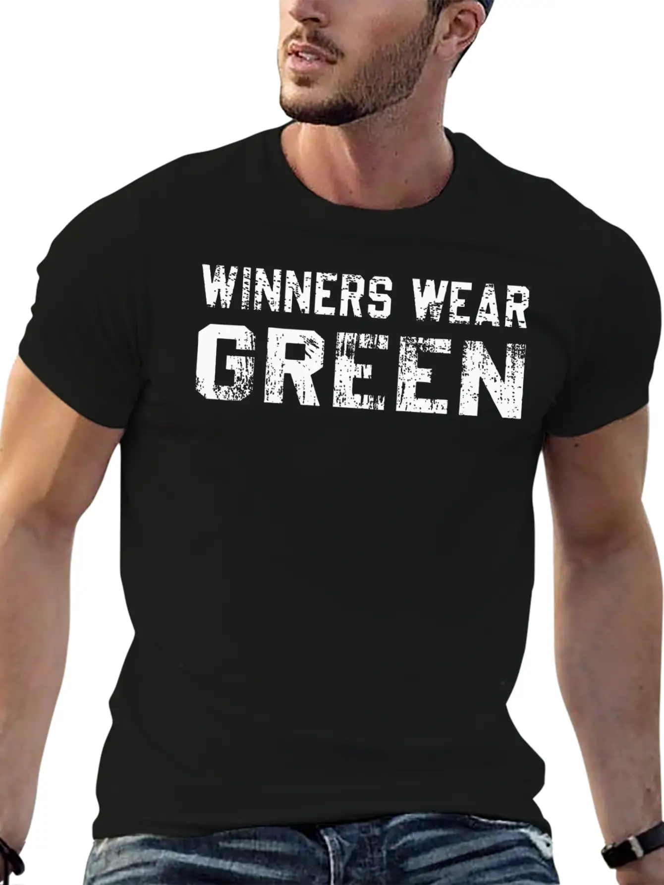 Winners Wear Green Team Spirit Game Competition Basic Graphic T-Shirt – Daily Comfort In Soft Cotton