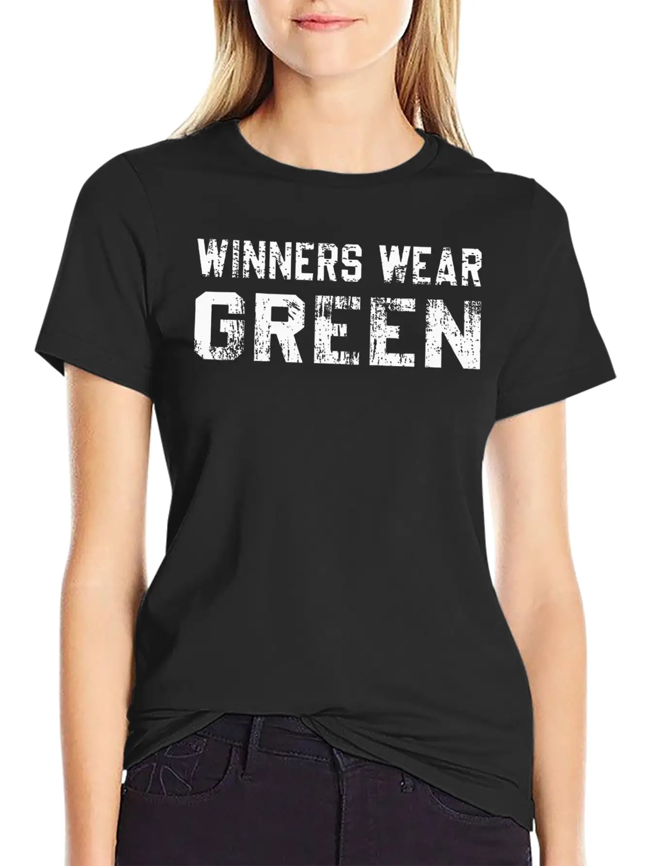 Winners Wear Green Team Spirit Game Competition Basic Graphic T-Shirt – Daily Comfort In Soft Cotton