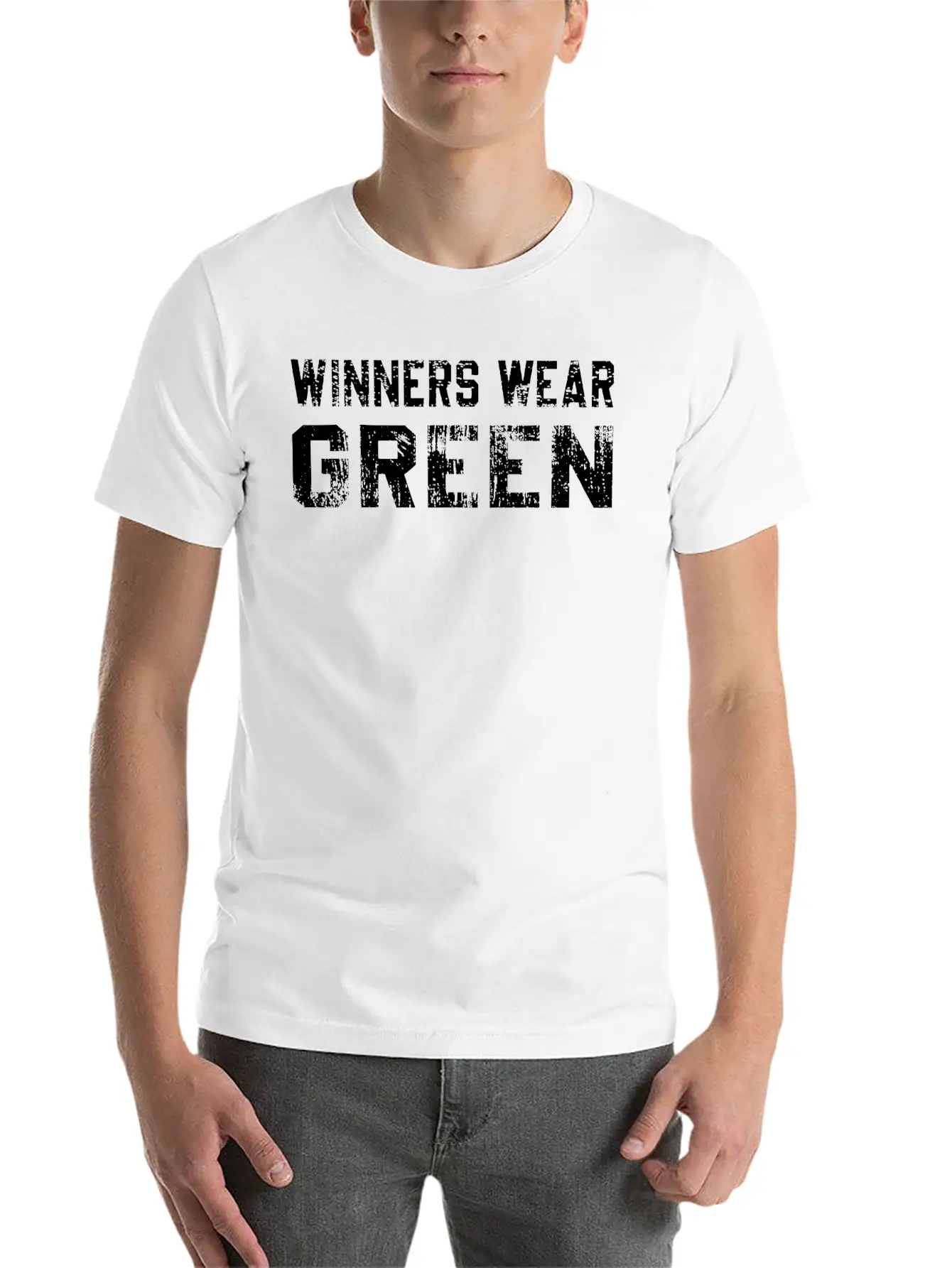 Winners Wear Green Team Spirit Game Competition Basic Graphic T-Shirt – Daily Comfort In Soft Cotton