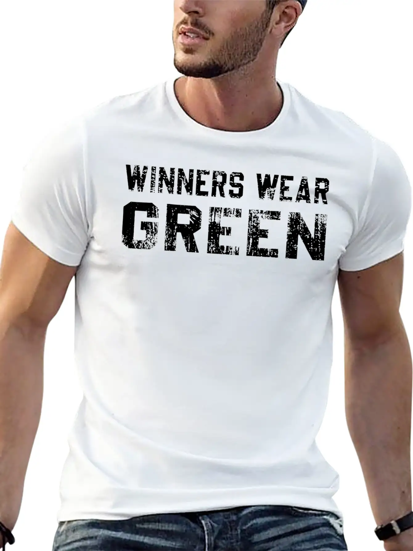 Winners Wear Green Team Spirit Game Competition Basic Graphic T-Shirt – Daily Comfort In Soft Cotton