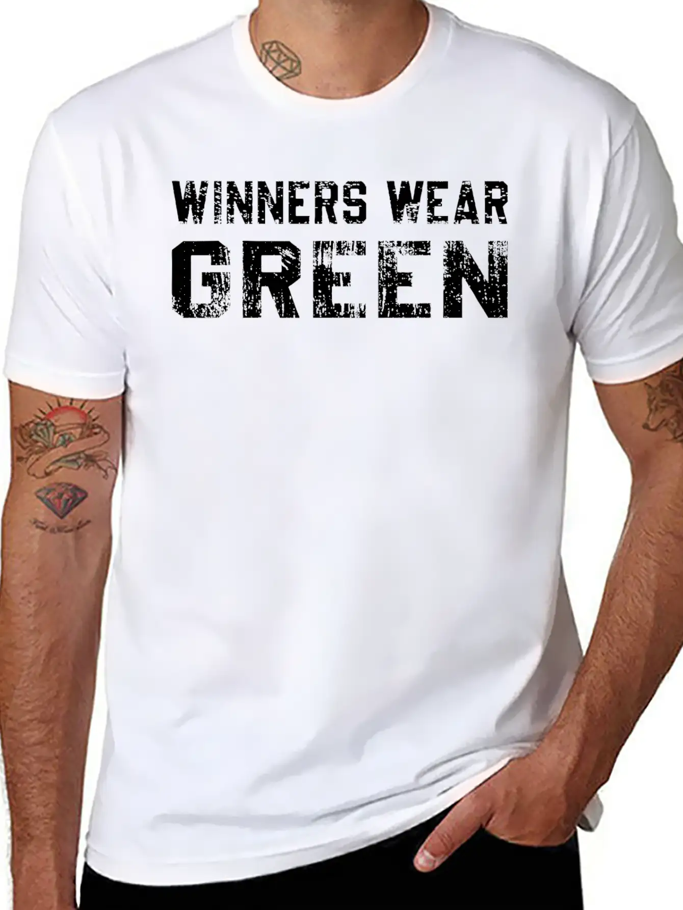Winners Wear Green Team Spirit Game Competition Basic Graphic T-Shirt – Daily Comfort In Soft Cotton