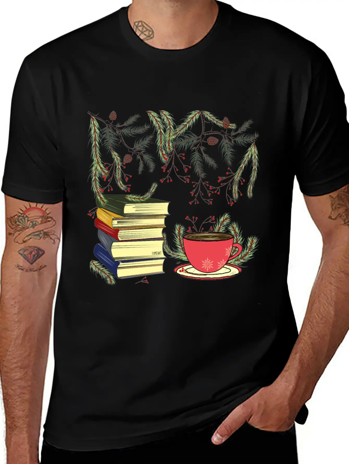 Winter Books And Tea Unisex Short Sleeve Soft Cotton T-Shirt – Casual Everyday Wear