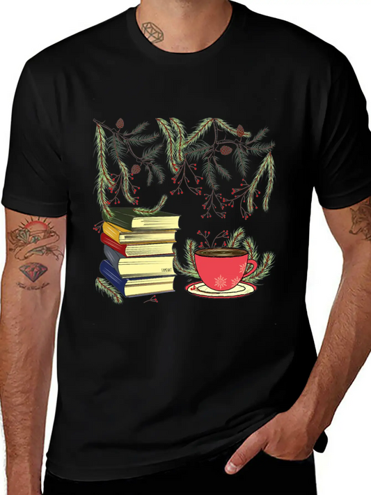 Winter Books And Tea Unisex Short Sleeve Soft Cotton T-Shirt – Casual Everyday Wear