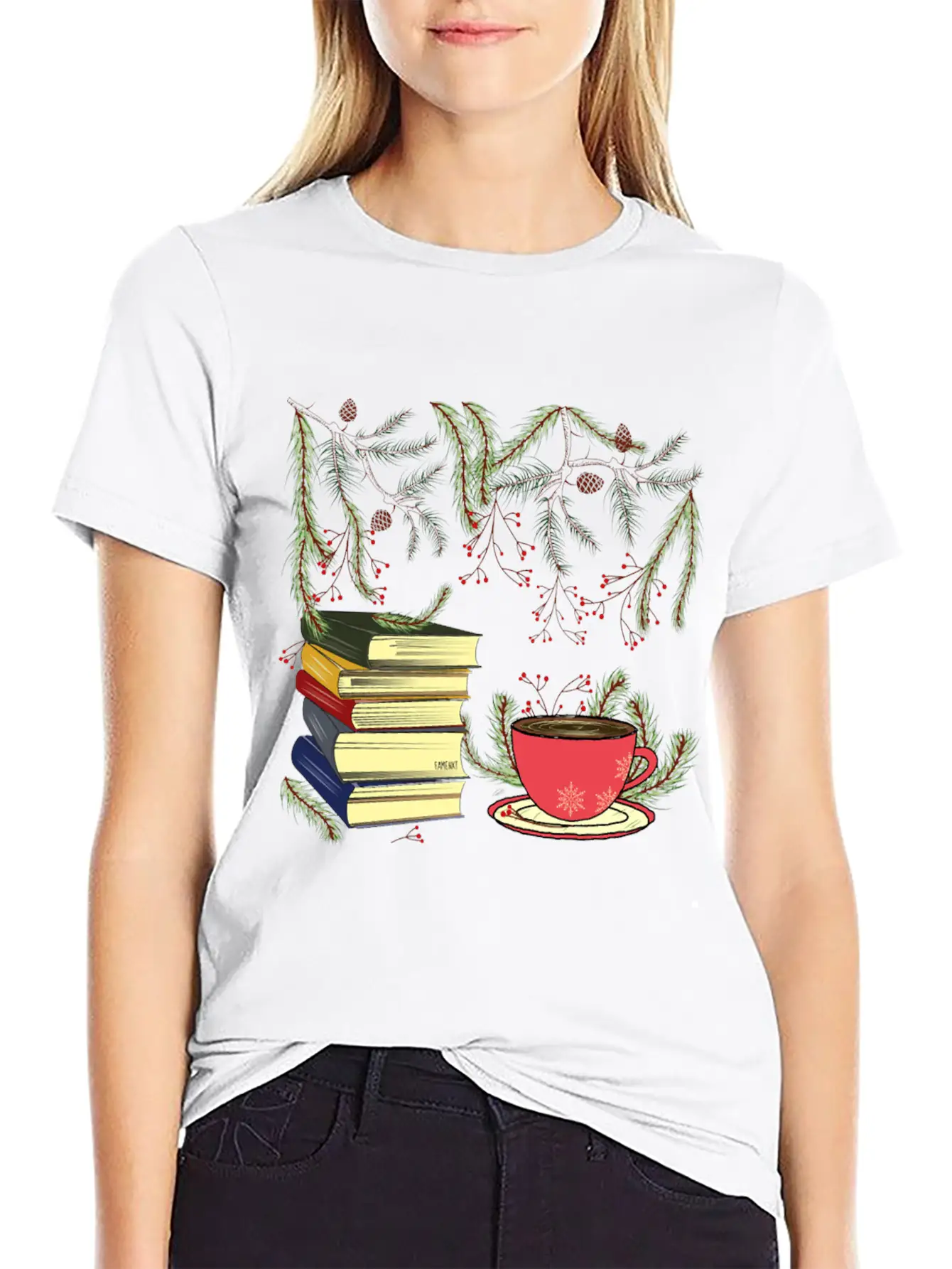 Winter Books And Tea Unisex Short Sleeve Soft Cotton T-Shirt – Casual Everyday Wear