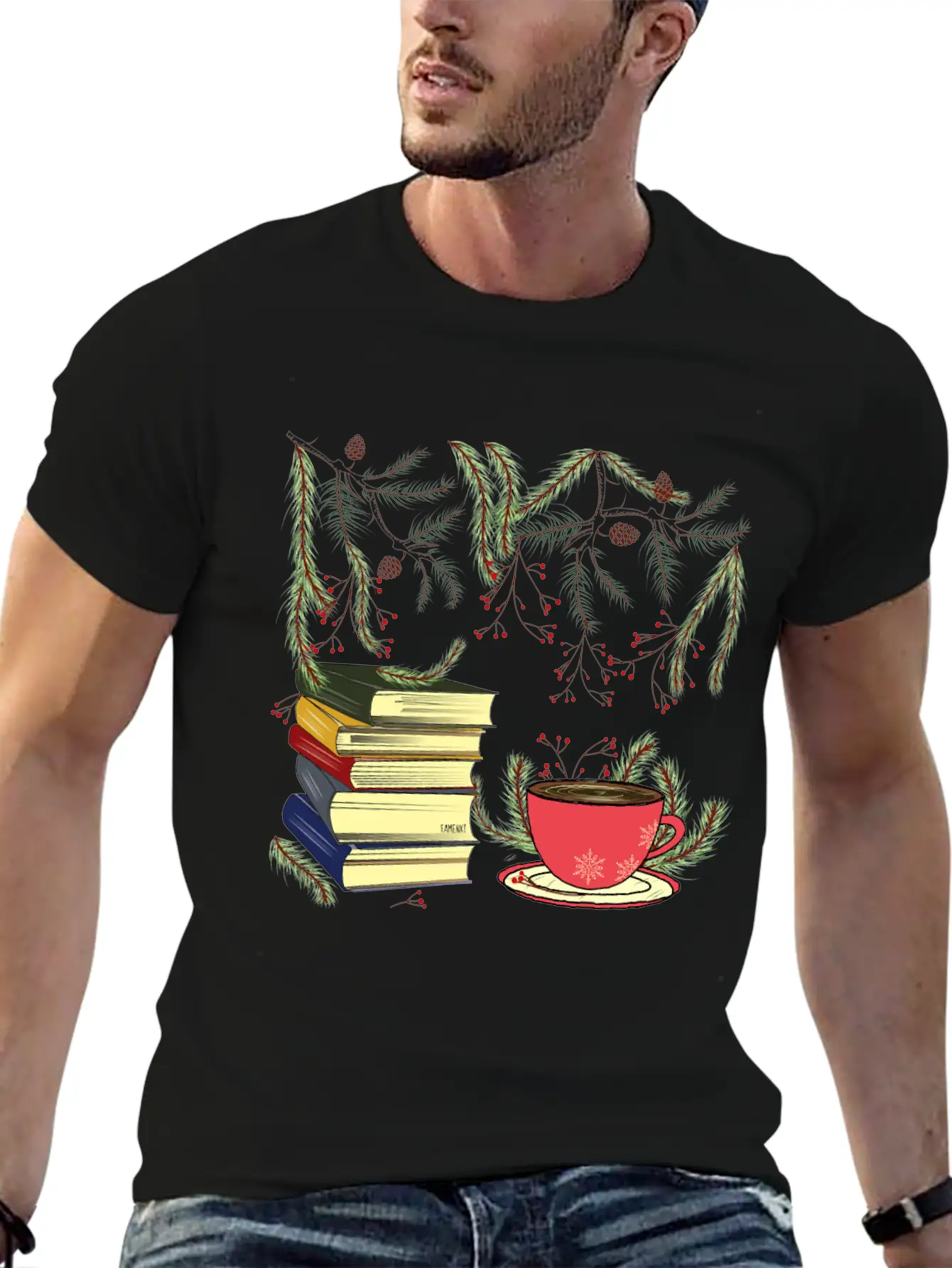 Winter Books And Tea Unisex Short Sleeve Soft Cotton T-Shirt – Casual Everyday Wear