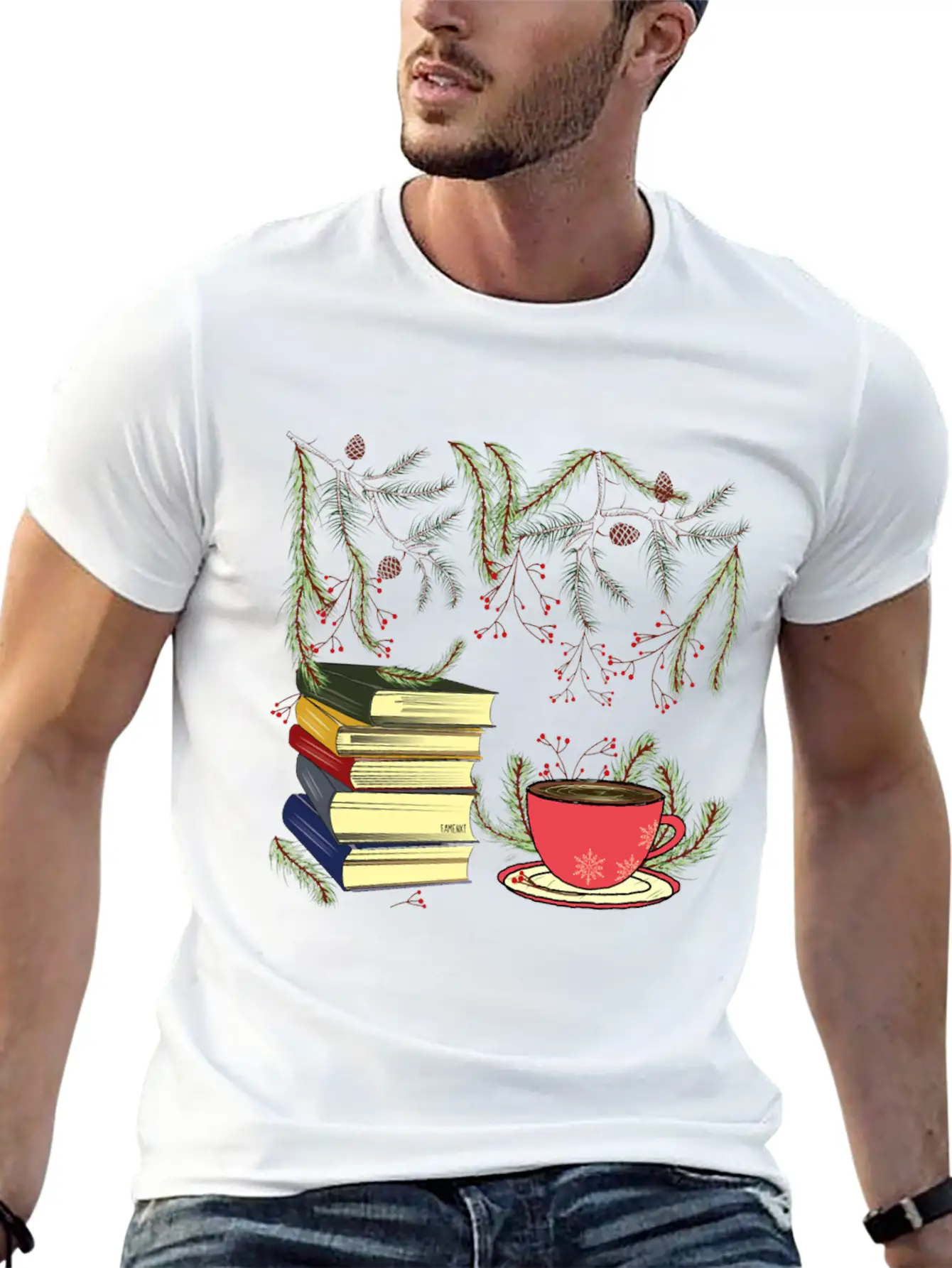 Winter Books And Tea Unisex Short Sleeve Soft Cotton T-Shirt – Casual Everyday Wear