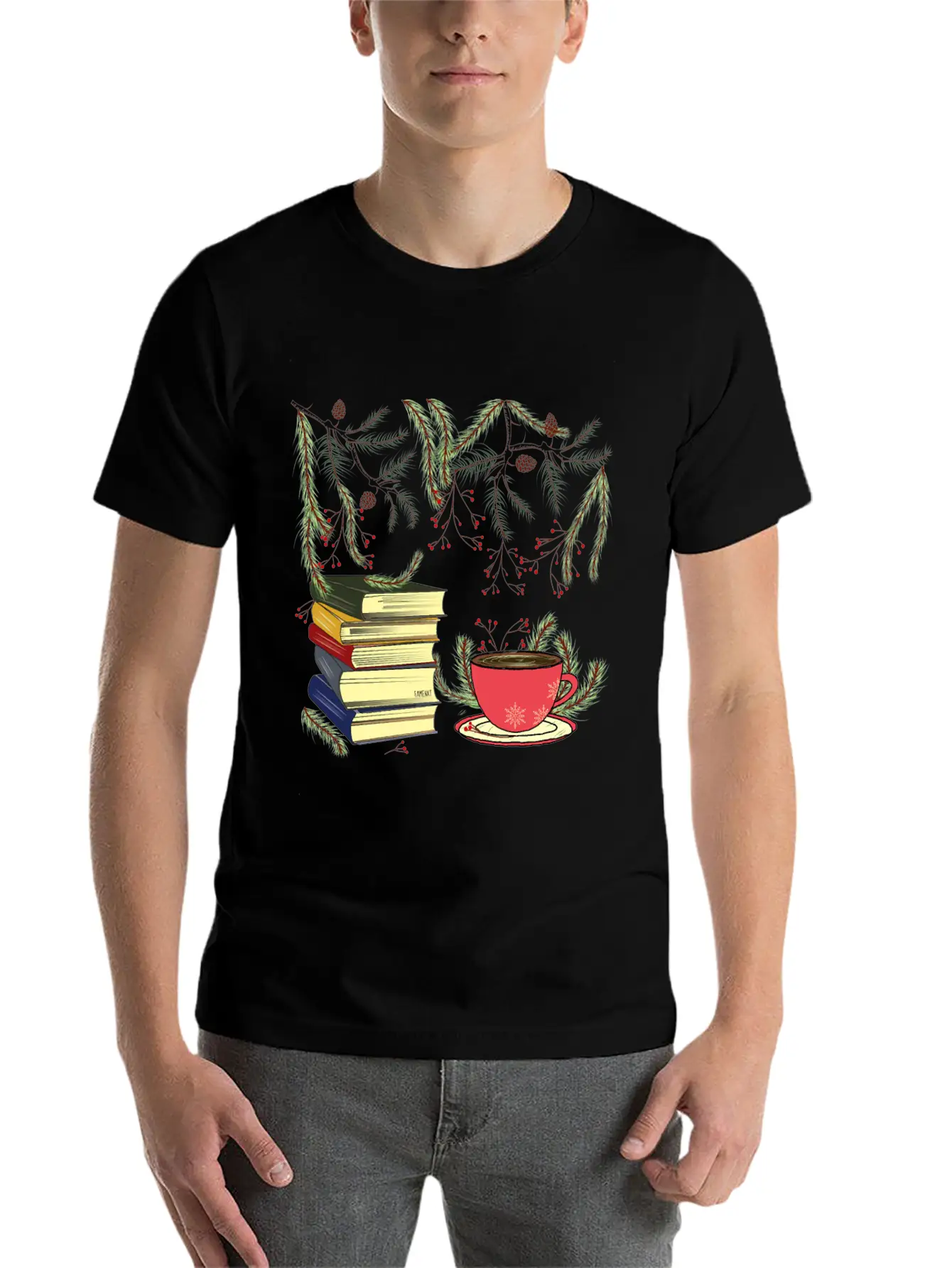 Winter Books And Tea Unisex Short Sleeve Soft Cotton T-Shirt – Casual Everyday Wear