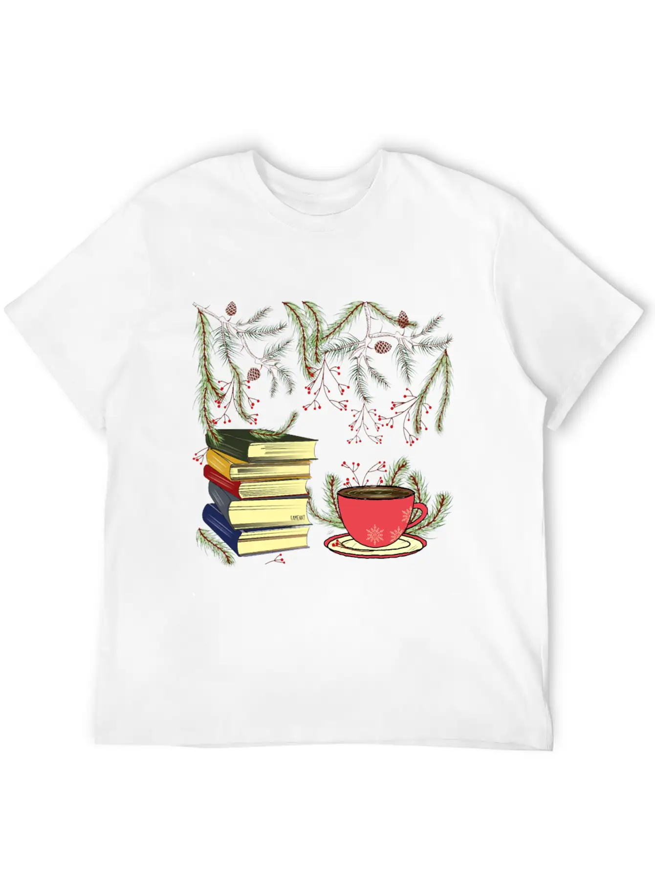 Winter Books And Tea Unisex Short Sleeve Soft Cotton T-Shirt – Casual Everyday Wear
