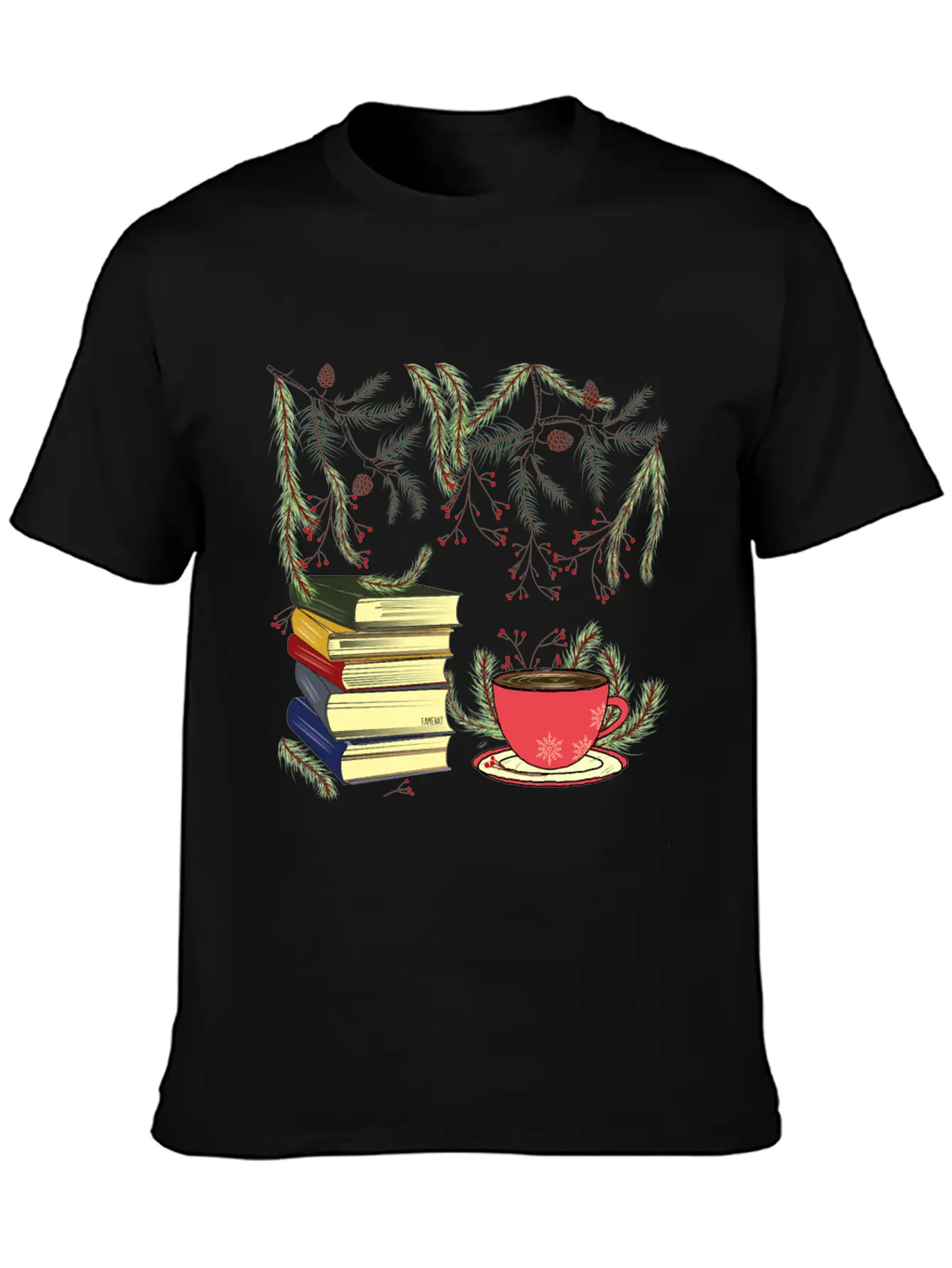 Winter Books And Tea Unisex Short Sleeve Soft Cotton T-Shirt – Casual Everyday Wear
