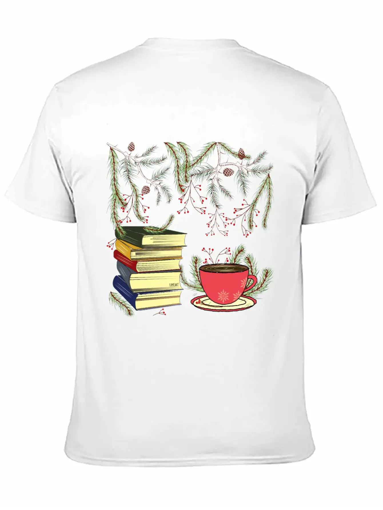 Winter Books And Tea Unisex Short Sleeve Soft Cotton T-Shirt – Casual Everyday Wear