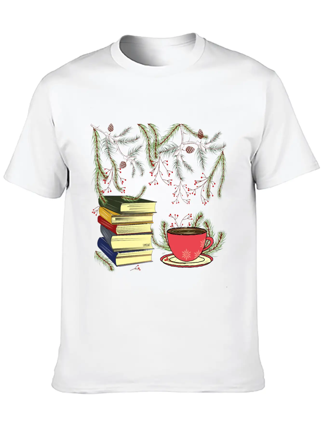 Winter Books And Tea Unisex Short Sleeve Soft Cotton T-Shirt – Casual Everyday Wear