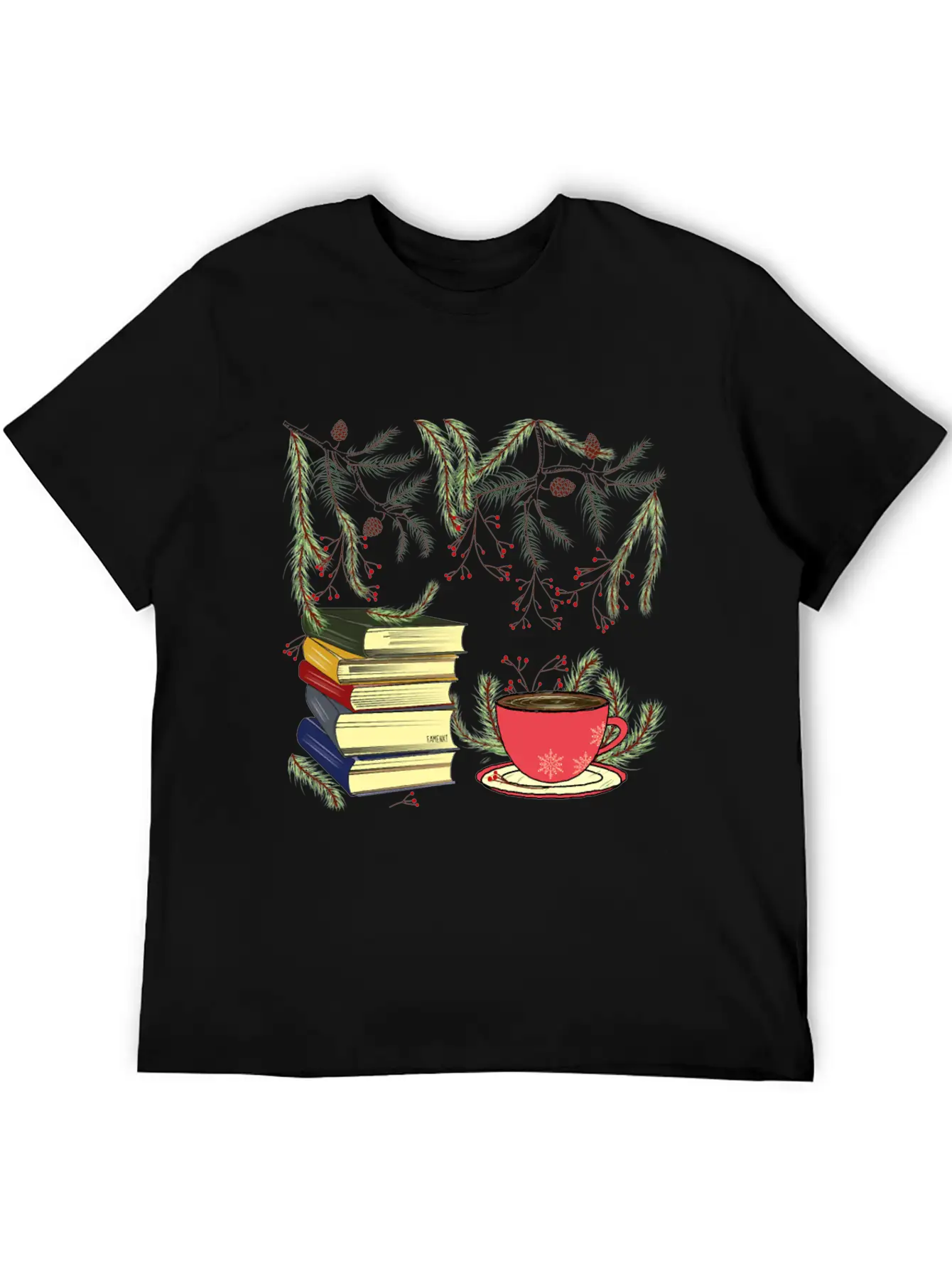Winter Books And Tea Unisex Short Sleeve Soft Cotton T-Shirt – Casual Everyday Wear