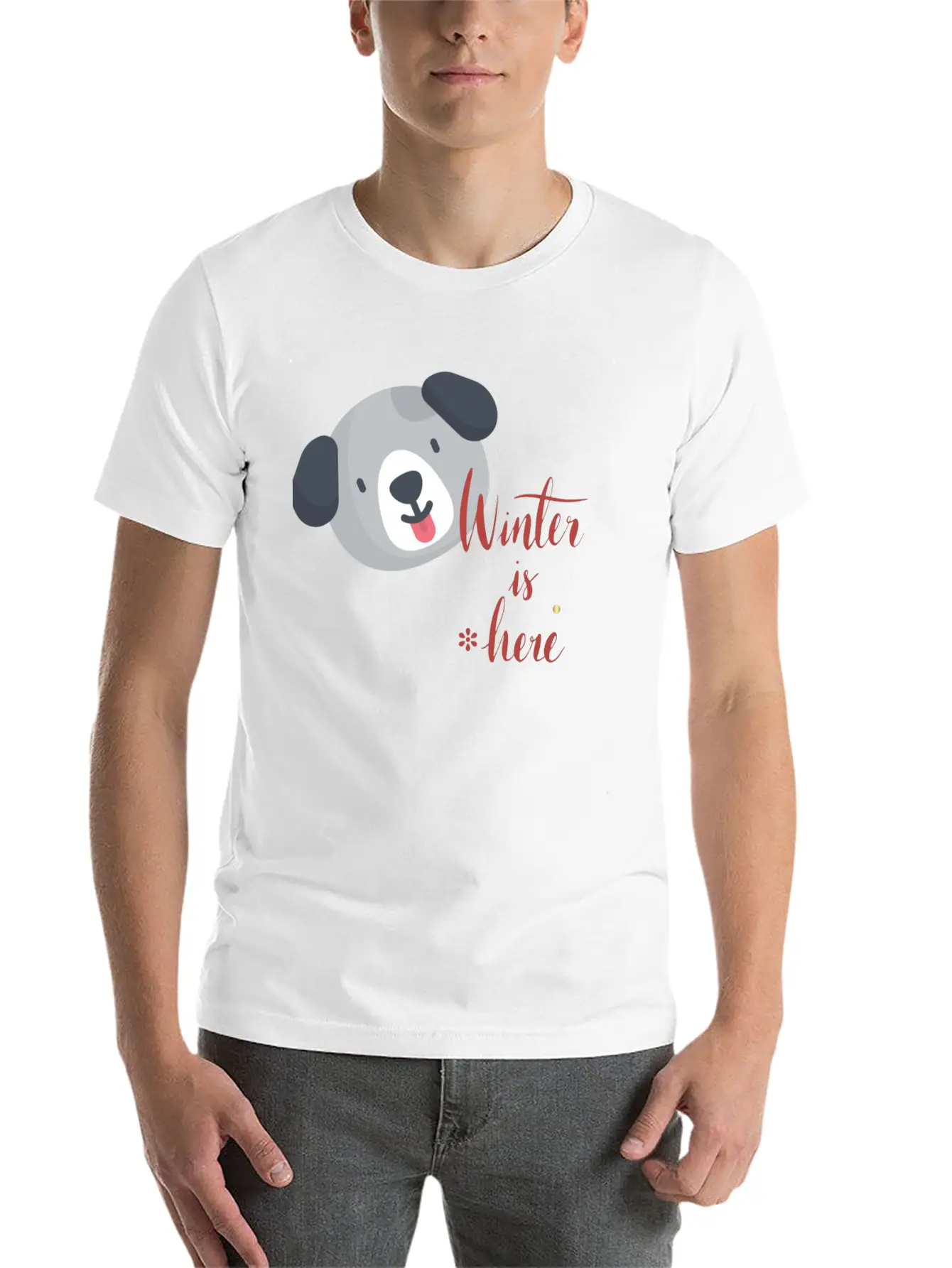 Winter Here Unisex Short Sleeve Soft Cotton T-Shirt – Casual Everyday Wear