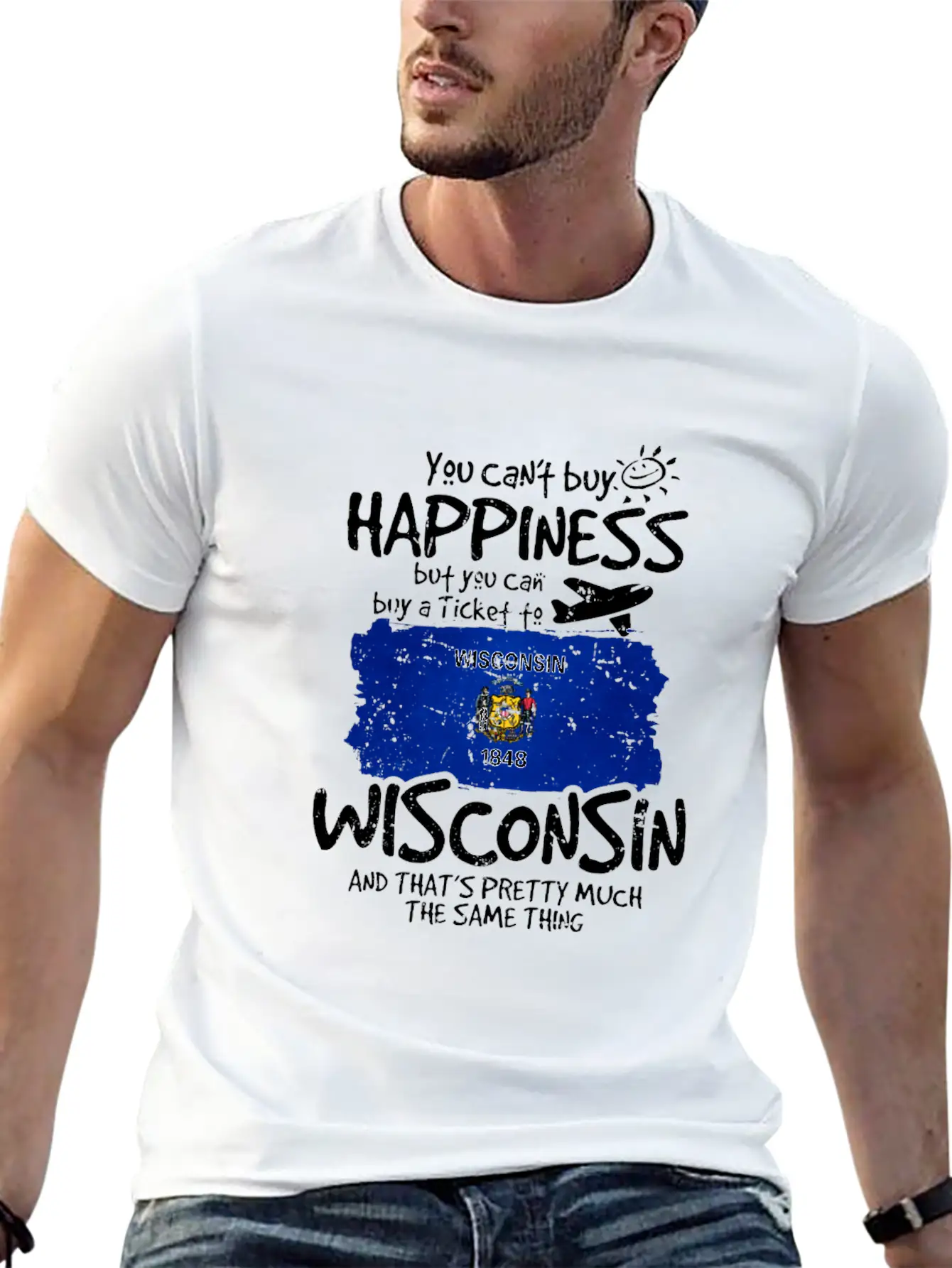 Wisconsin Unisex Short Sleeve Soft Cotton T-Shirt – Casual Everyday Wear