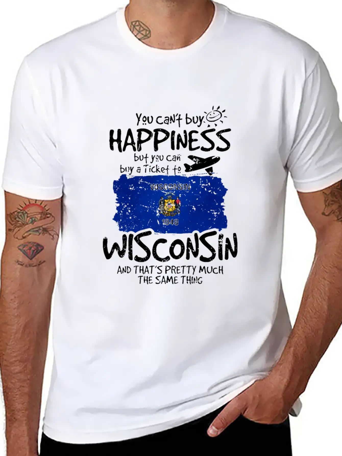 Wisconsin Unisex Short Sleeve Soft Cotton T-Shirt – Casual Everyday Wear